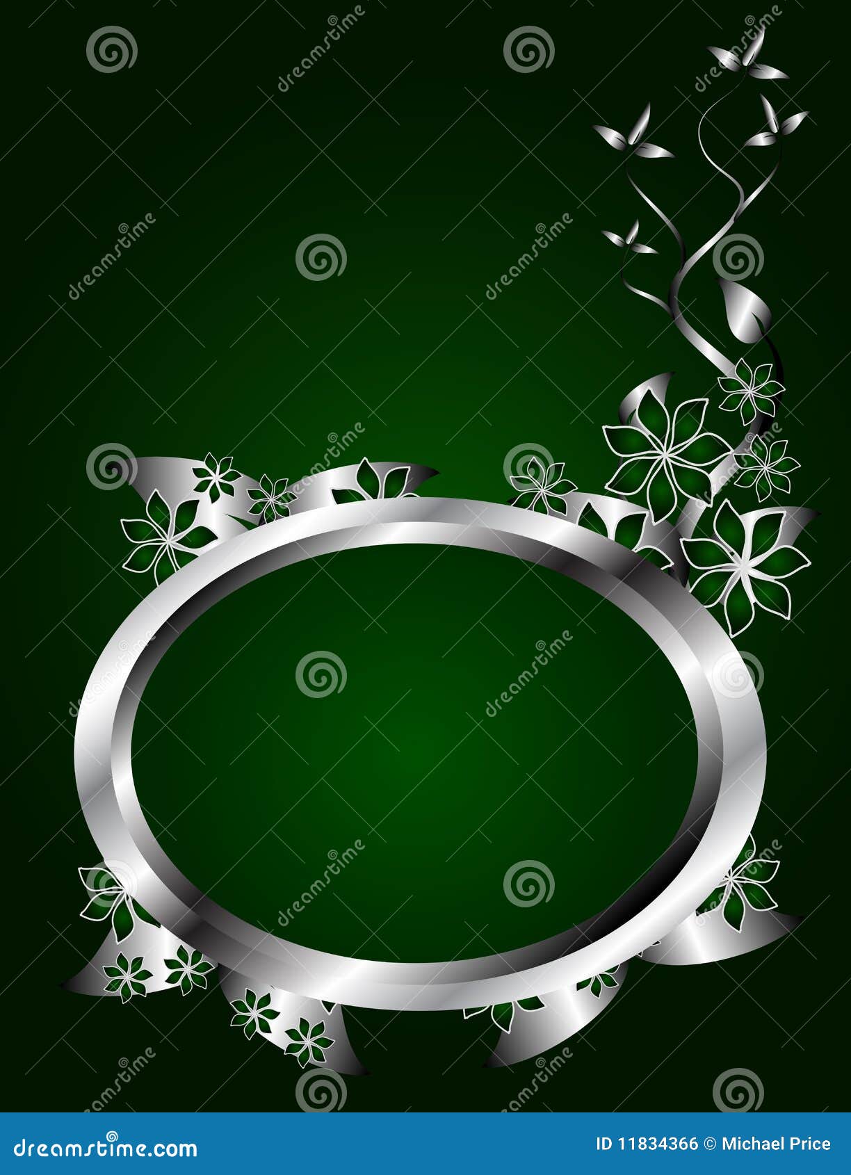 Silver And Green Floral Background Stock Vector - Illustration of green