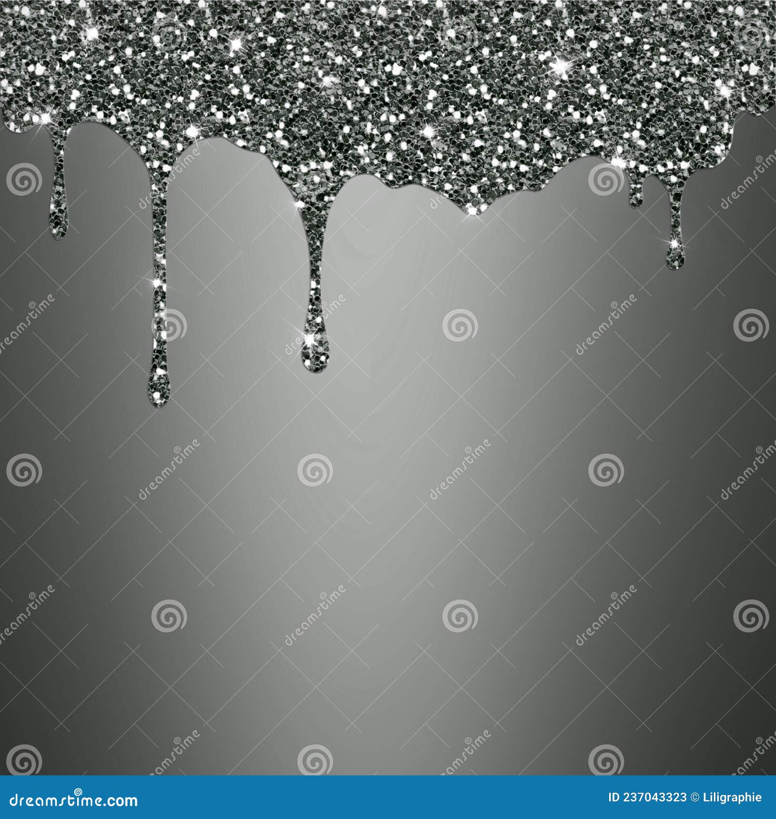 Silver Grey Background Dripping Glitter Texture Stock Illustration