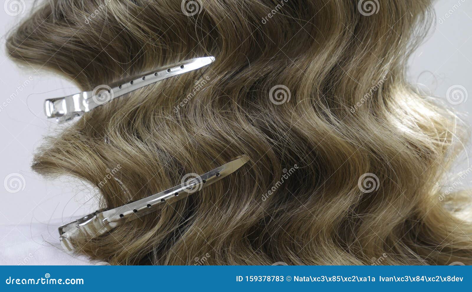 Silver Hairdressers Clips in Wavy Hair Stock Image Image of client
