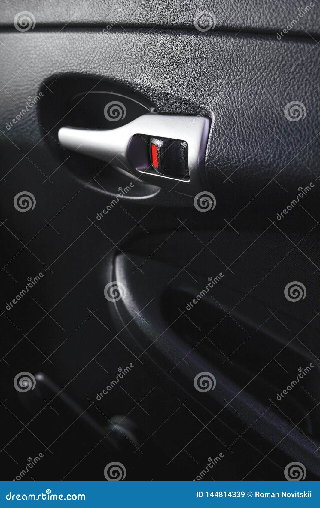 Silver Handle, Opening the Car Door Closeup on the Inside of the Lining