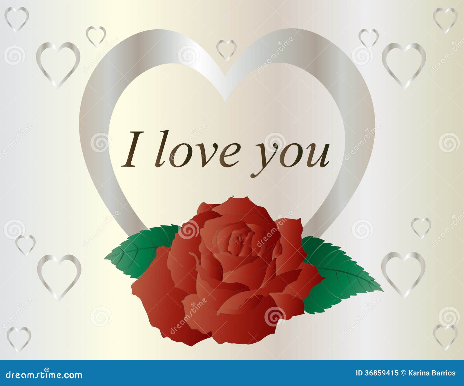 Silver heart with red rose stock vector. Illustration of valentine ...