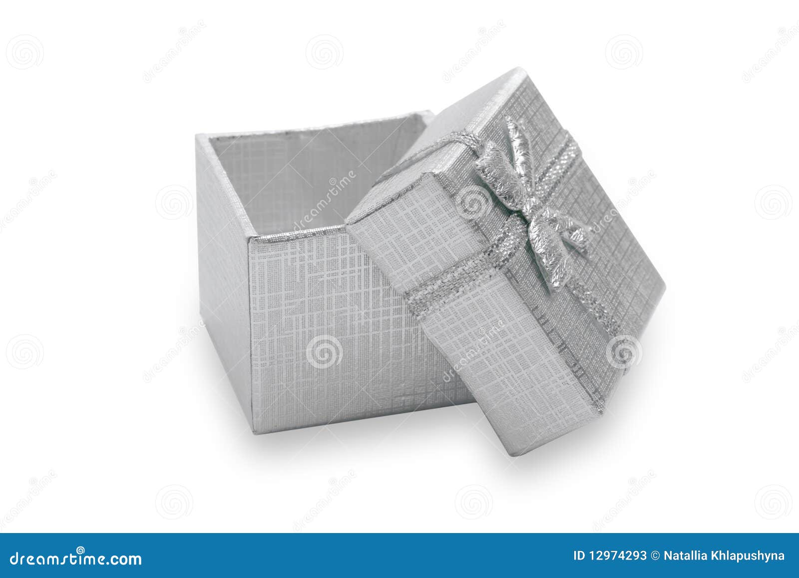 Silver Jewelry Box Decorated with Bow Ribbon Stock Image Image of