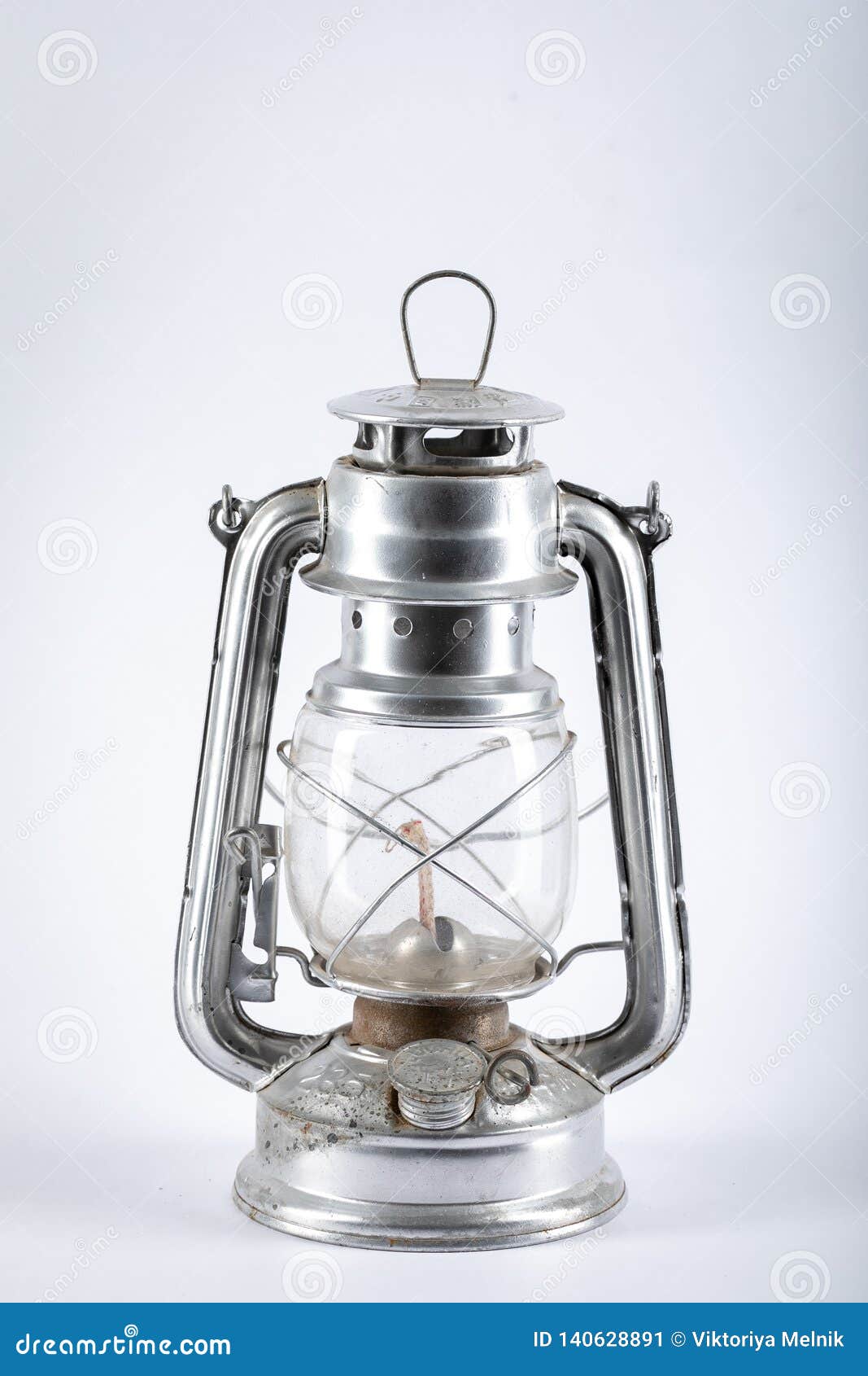 Silver Kerosene Lamp with Wick Isolated on White Background. Stock Image -  Image of object, aluminum: 140628891