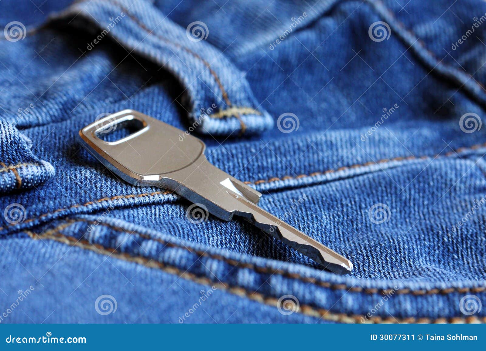 Key on Blue Jeans Access stock image. Image of estate 30077311