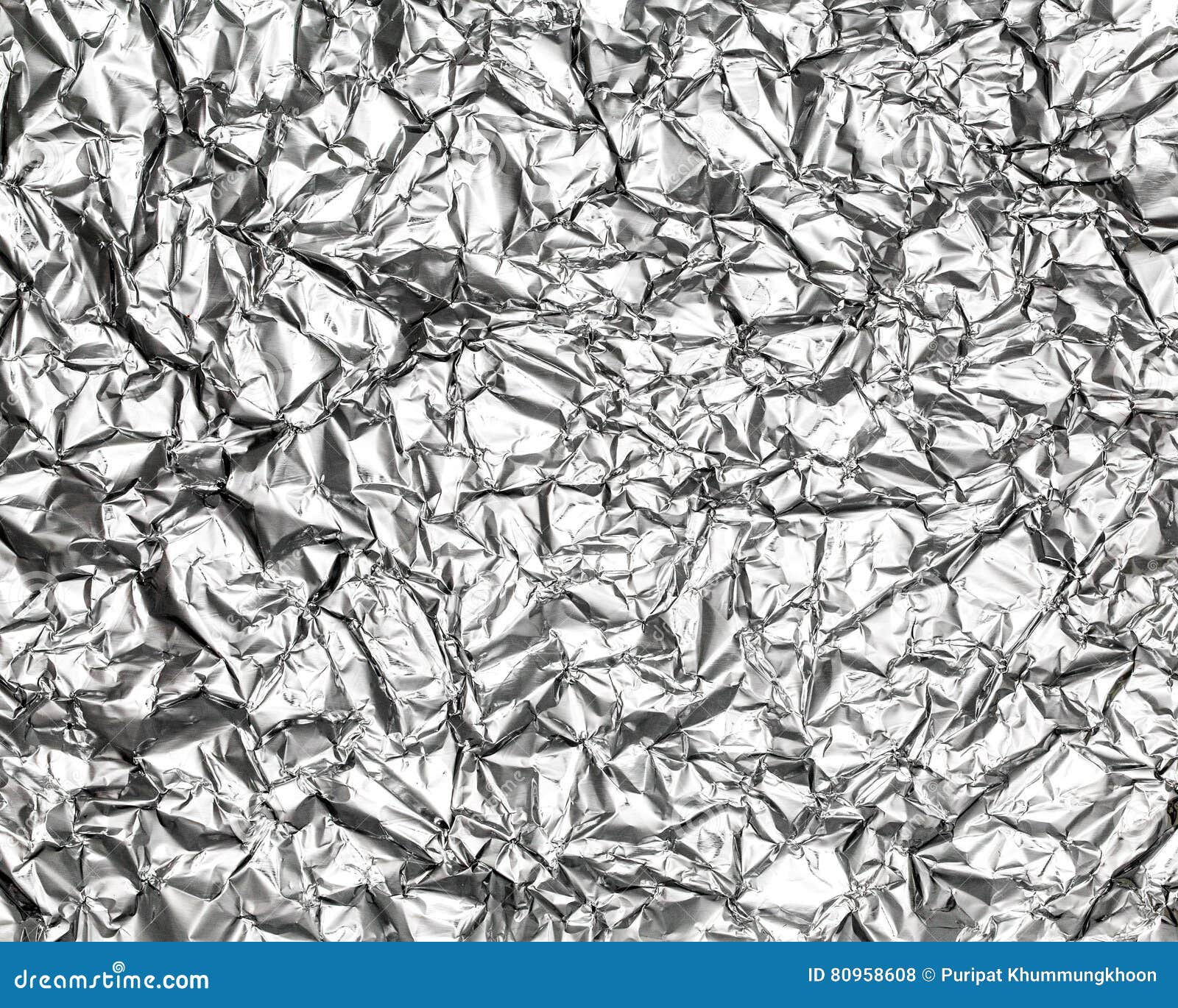 Silver Leaf Foil Background With Shiny Crumpled Uneven Surface For