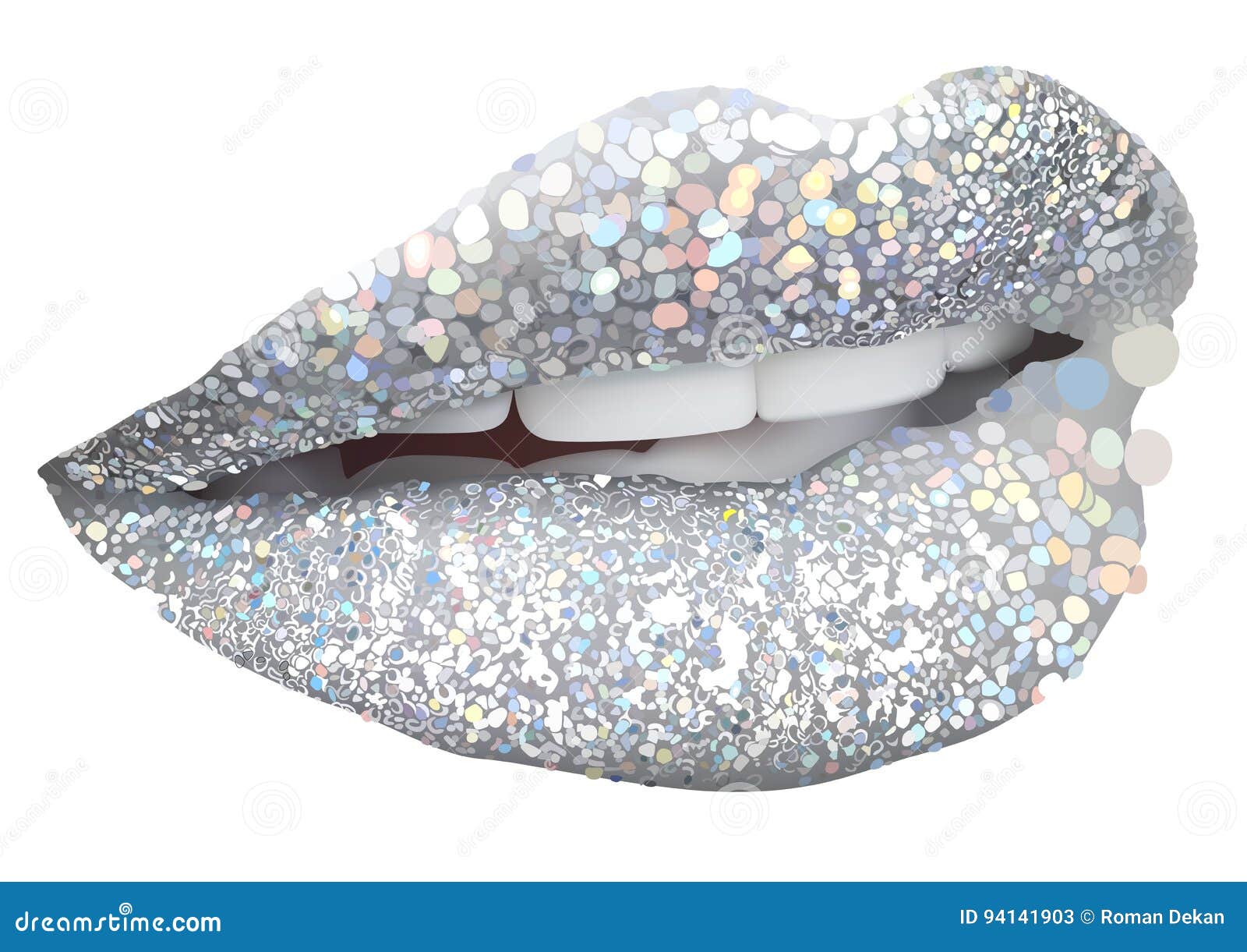Silver Lips with Glitters stock vector. Illustration of desire 94141903
