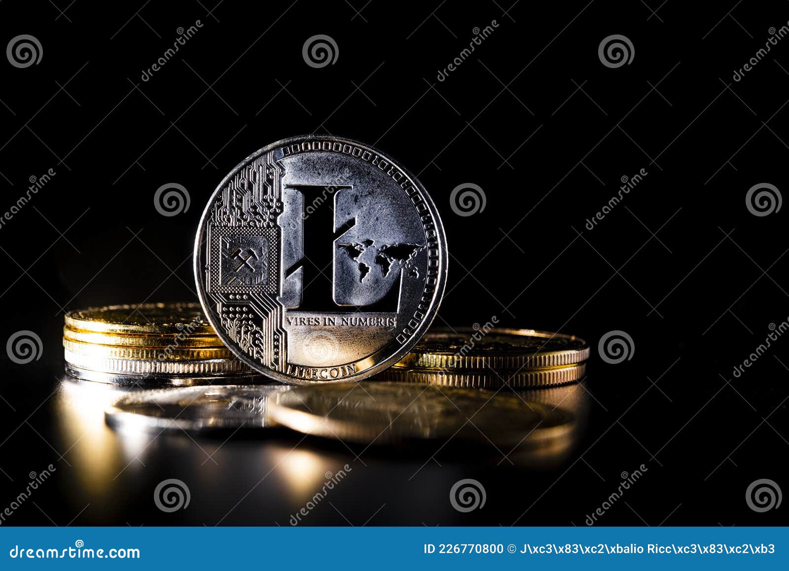 Silver Litcoin with Various Physical Metal Coins on Dark Background.  Cryptocurrency Concepts Stock Photo - Image of cryptography, coin: 226770800