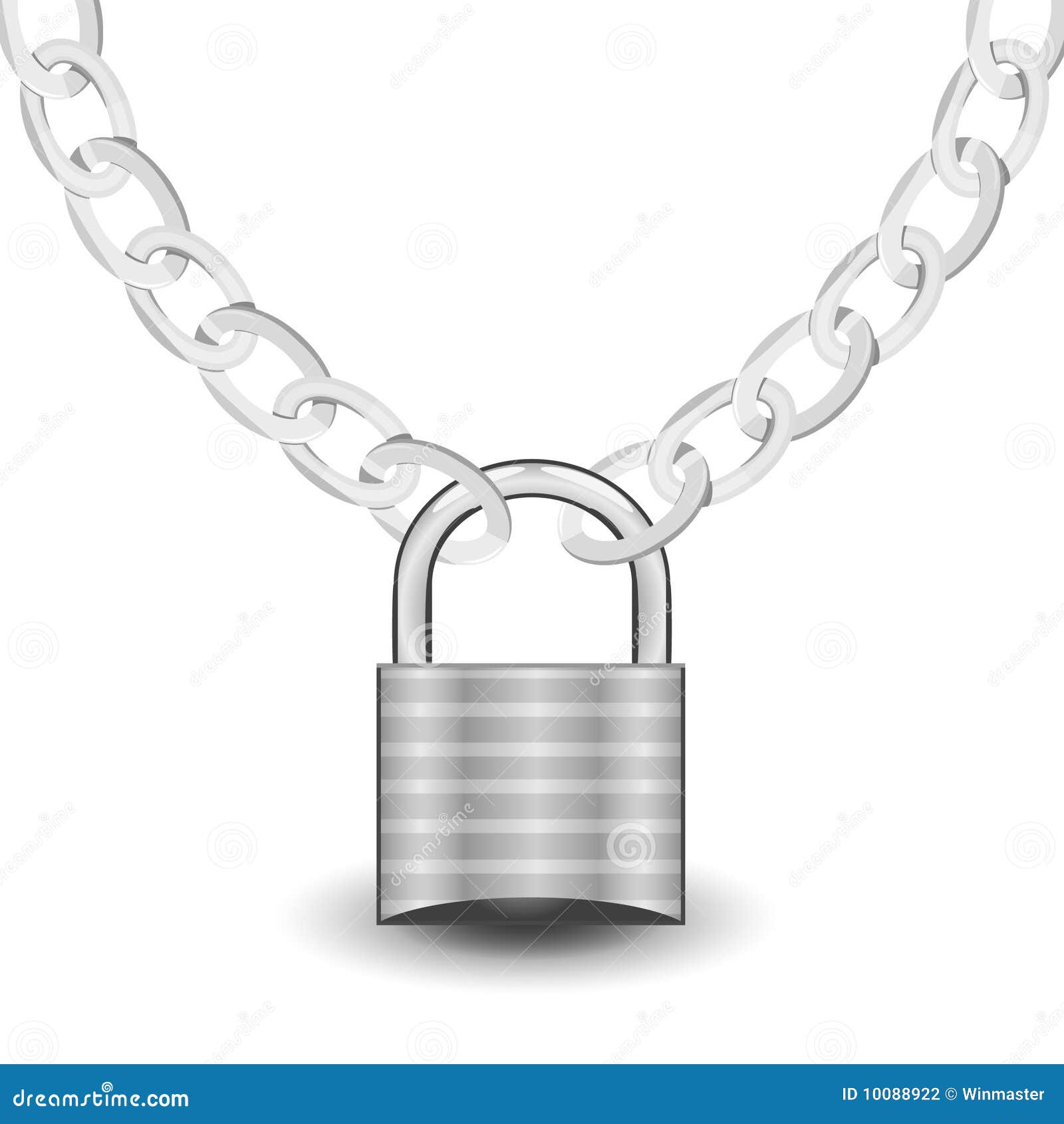 Silver lock on chain stock vector. Illustration of lock 10088922