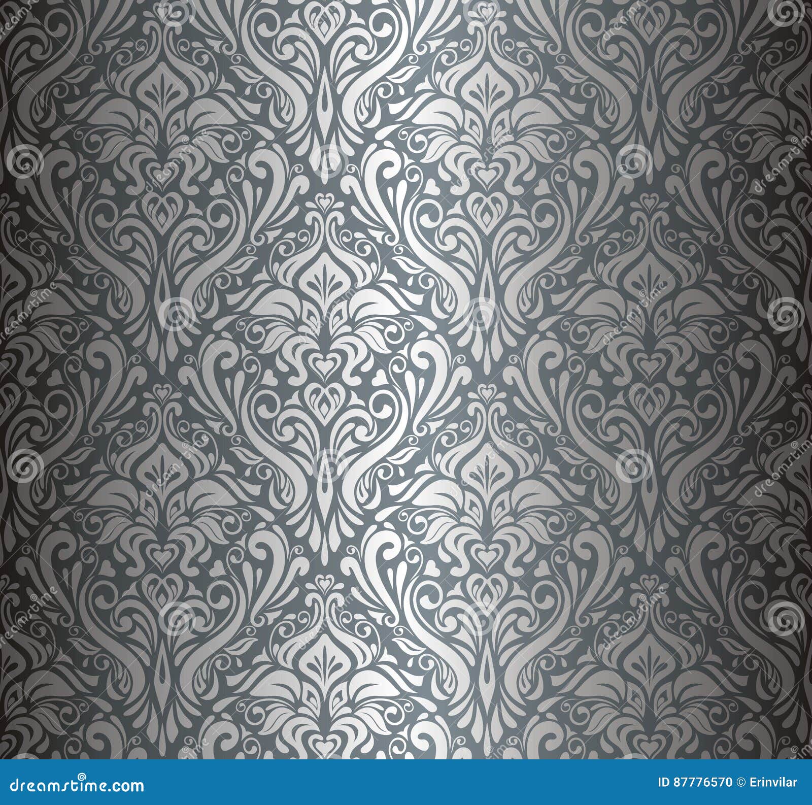 Silver Luxury Vintage Wallpaper Background Stock Vector Illustration