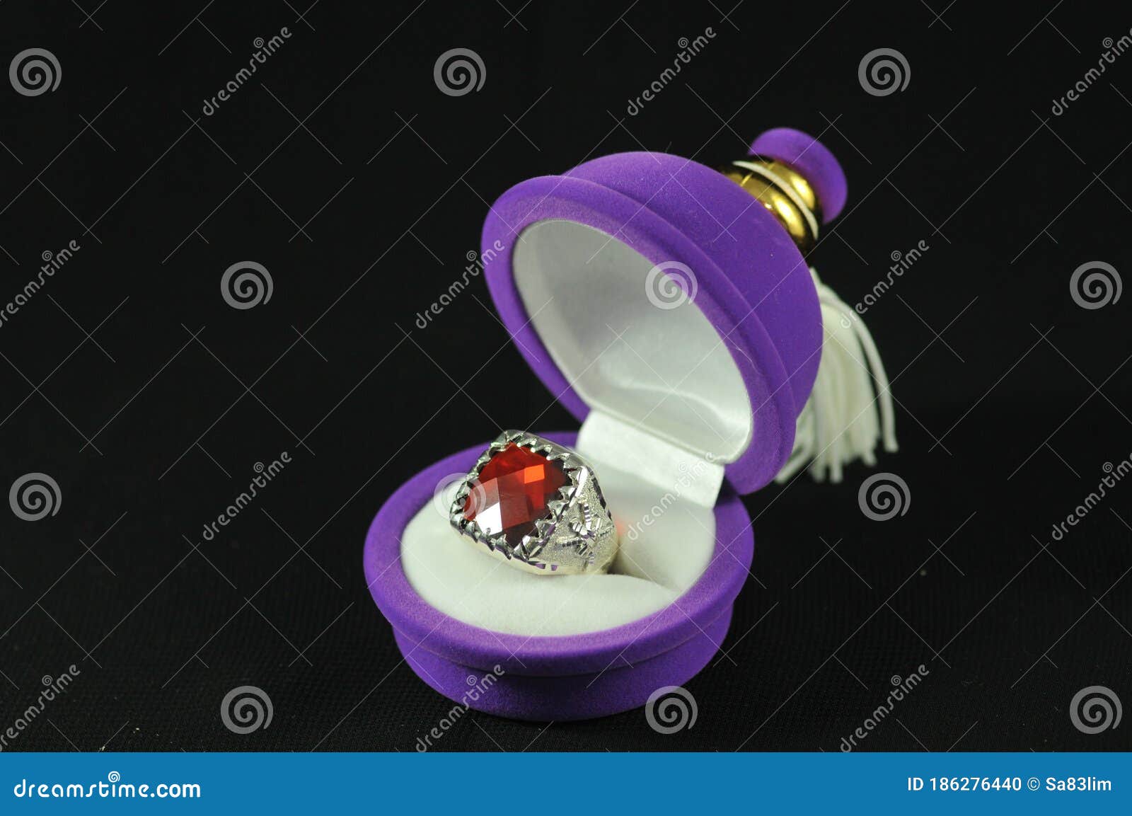 Silver Men`s Ring with Gemstone on Black Background Stock Photo - Image ...