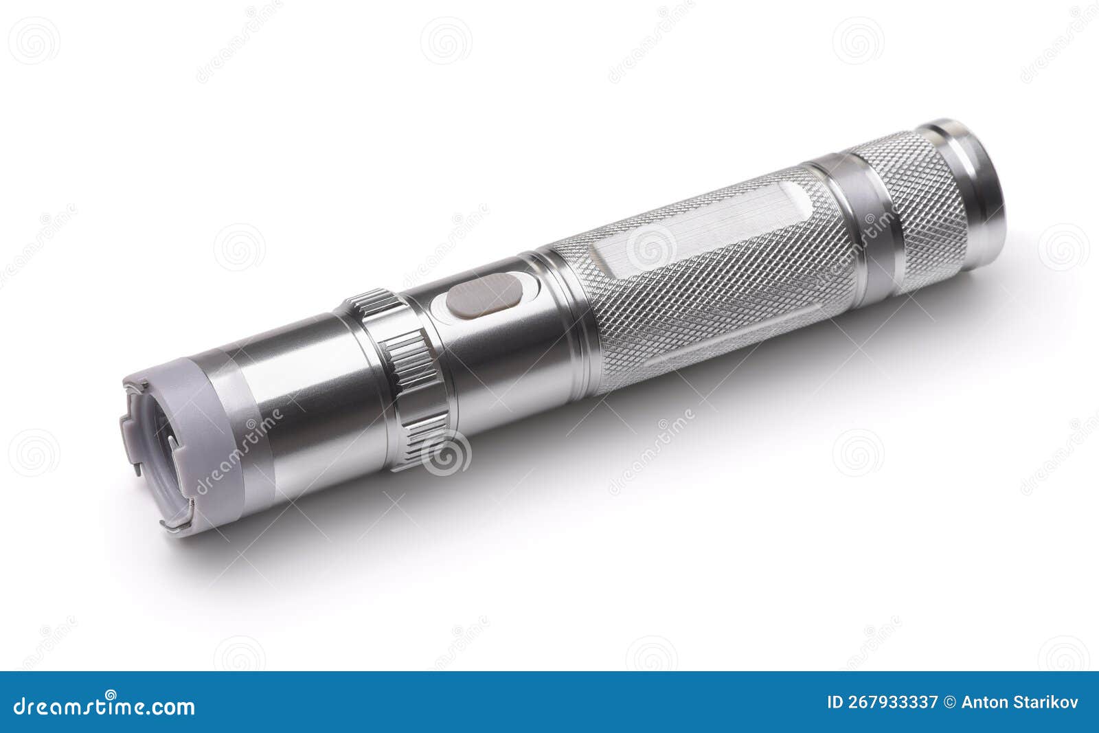 Silver Metal Led Flashlight Stock Image Image of aluminum, modern