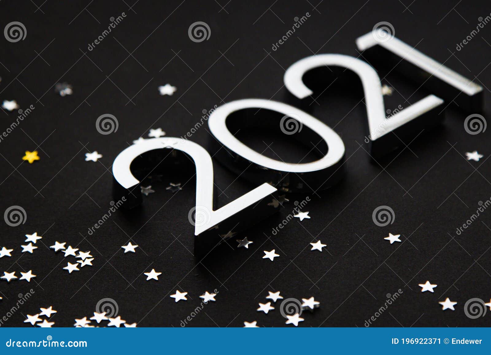 Silver Metal Numbers 2021 and Stars on Black Background Stock Image Image of list, plan 196922371