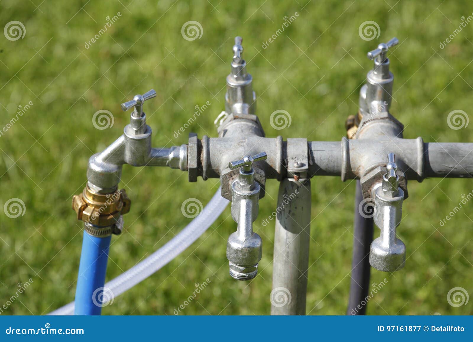 Silver Metal Outside Water Taps Stock Image Image of pole, taps 97161877
