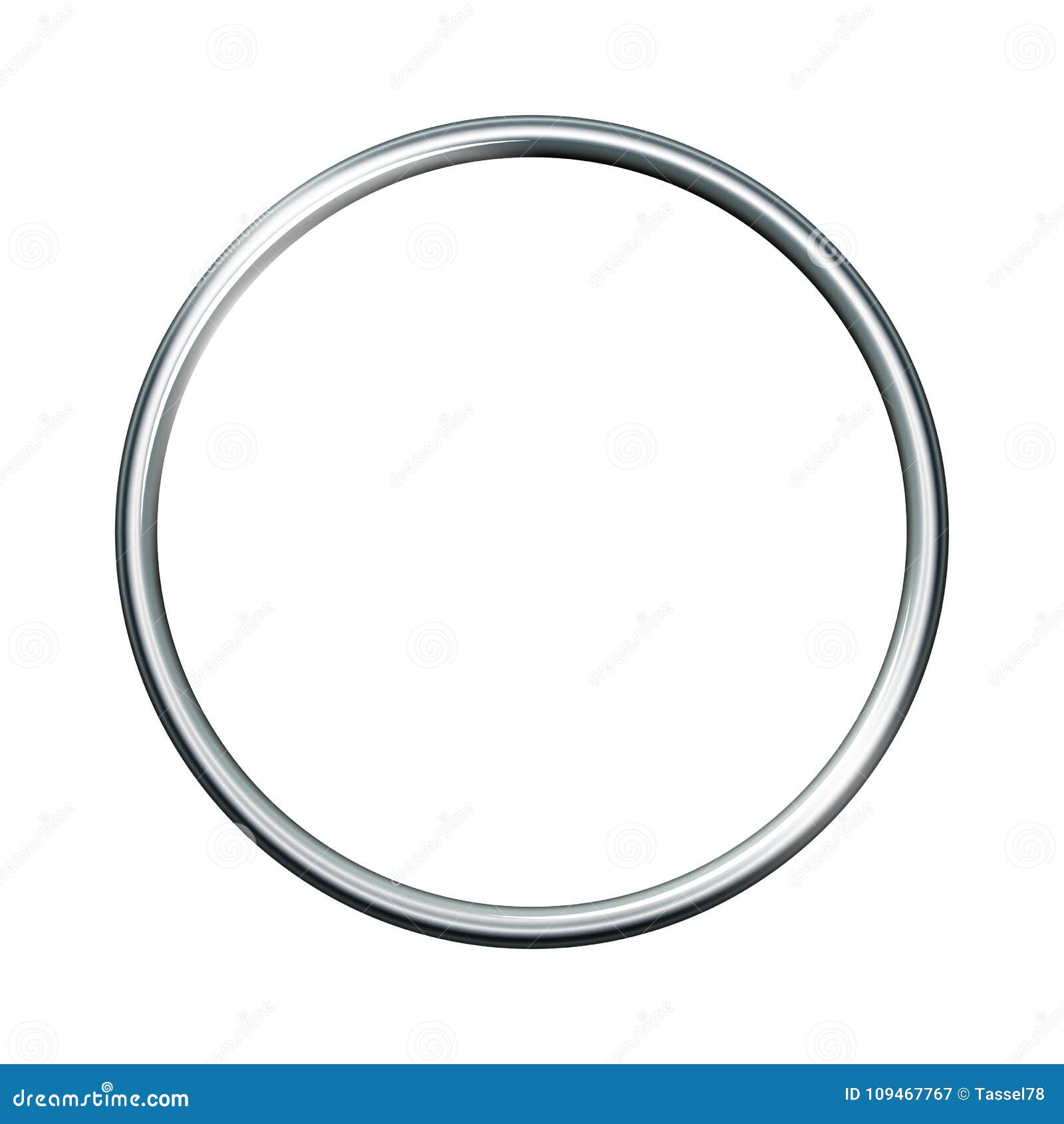 Silver Metal Ring Isolated on White Background. Stock Vector