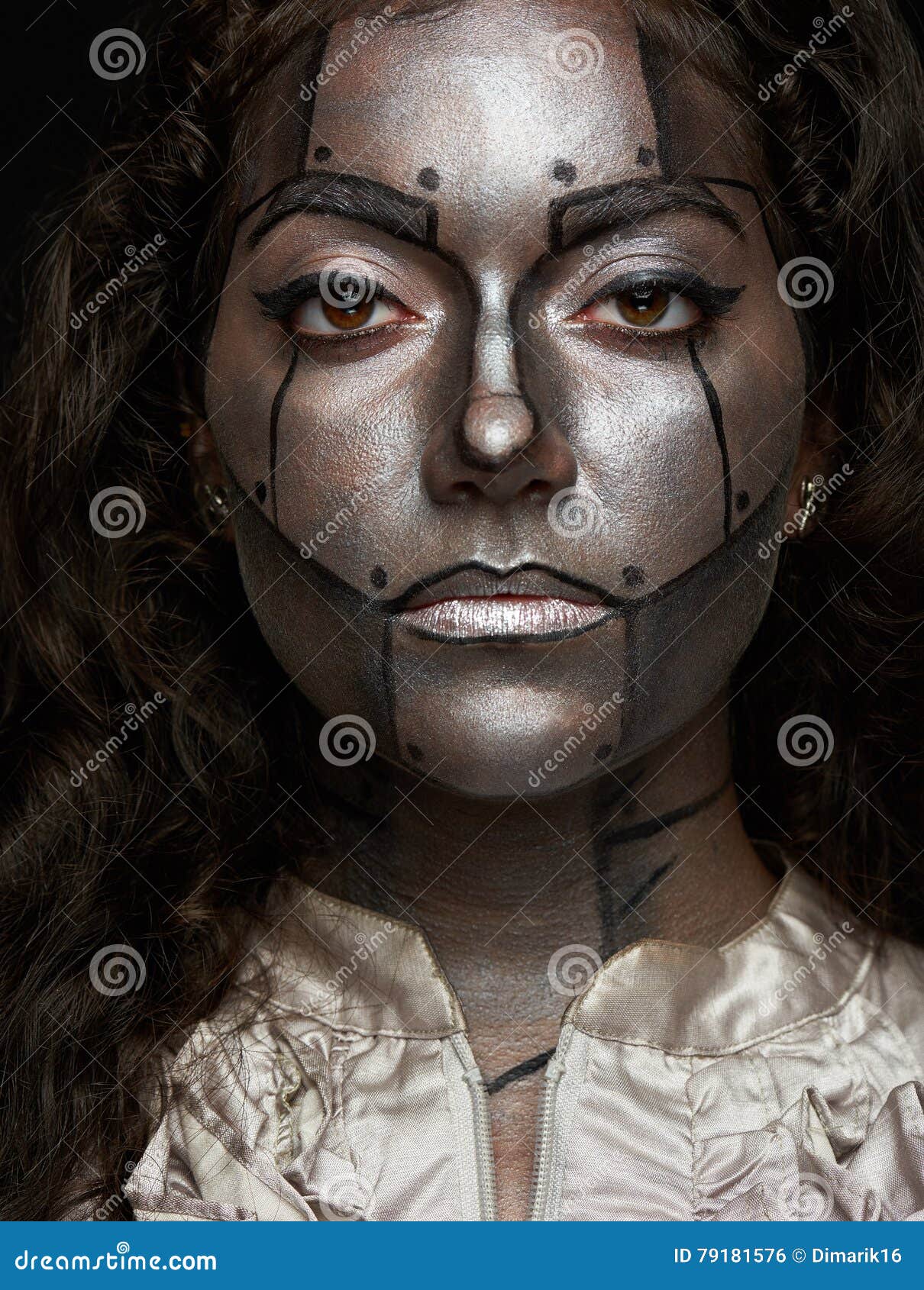 Silver metal women face stock photo. Image of human, paint - 79181576