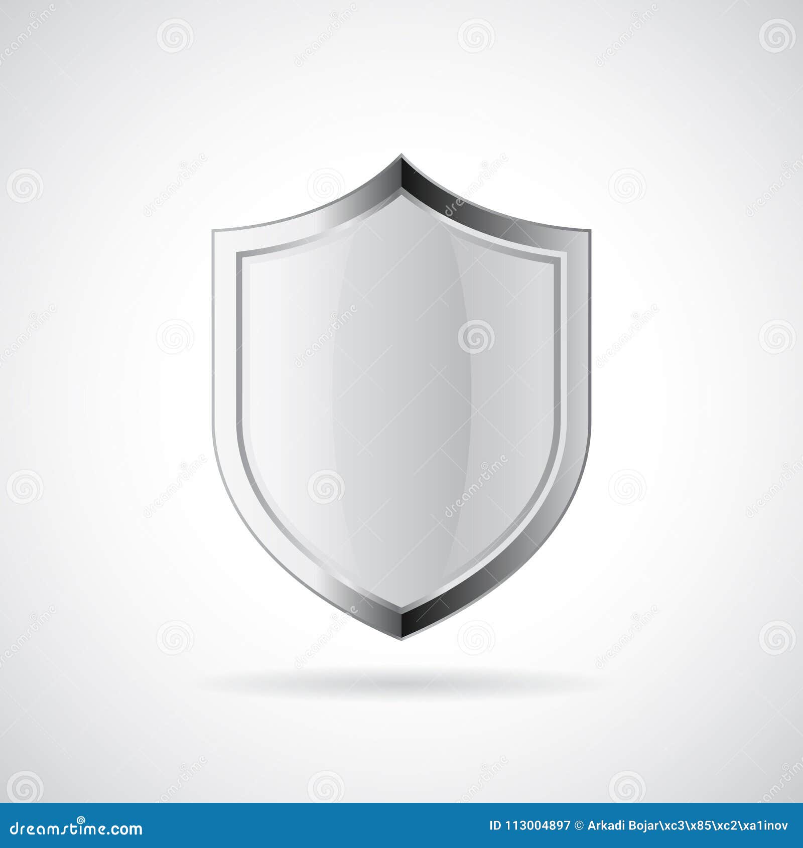 Silver Metallic Shield Vector Icon Stock Vector - Illustration of