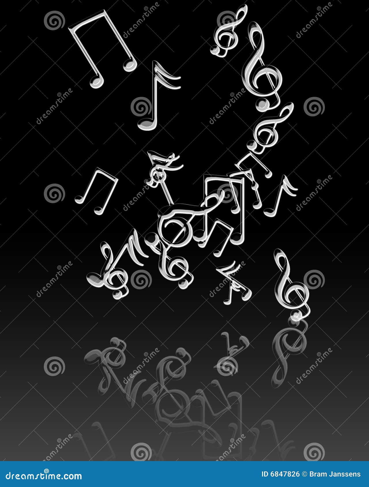 Silver music notes stock illustration. Illustration of play 6847826