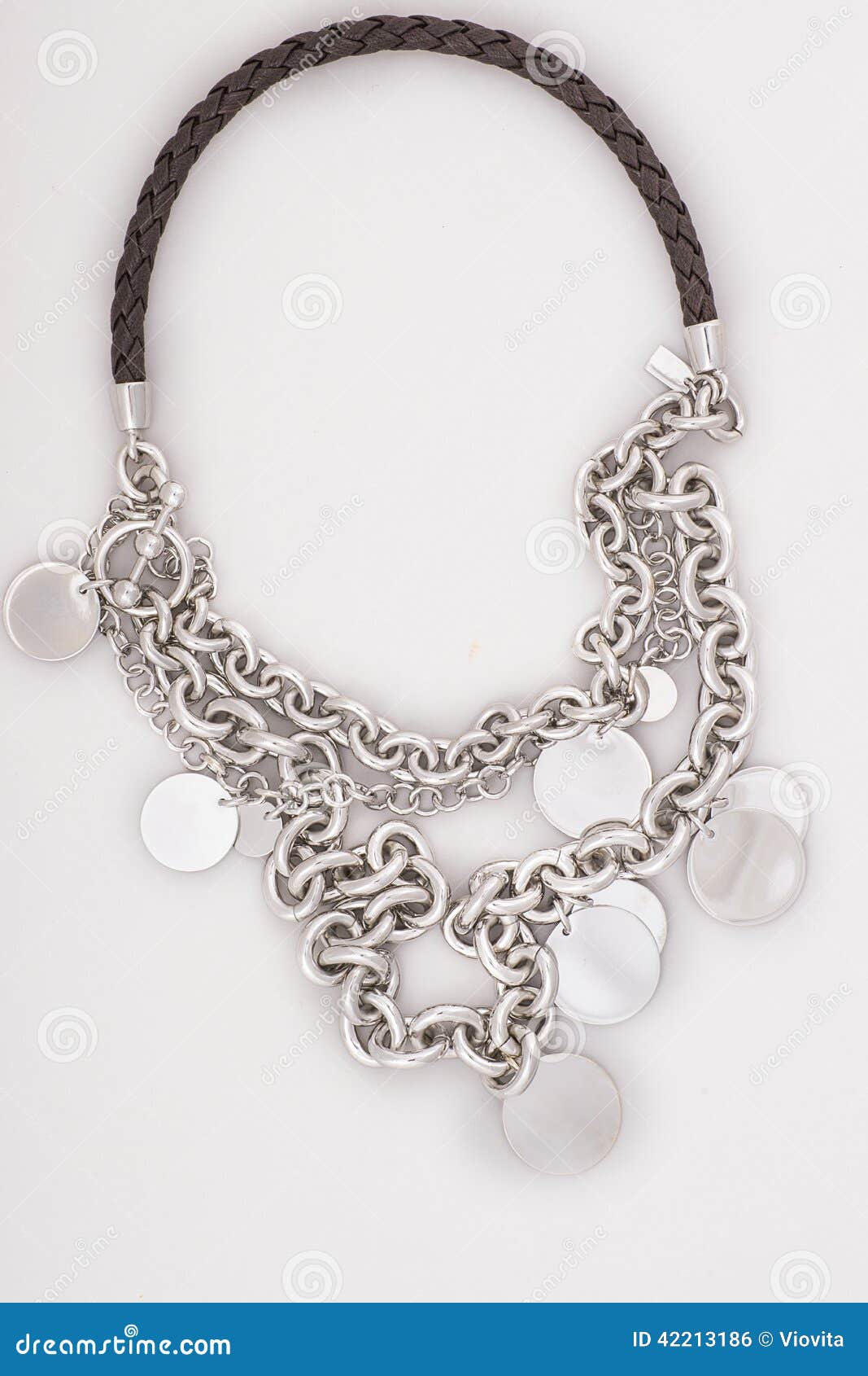 Silver Necklace with balls stock photo. Image of necklace 42213186
