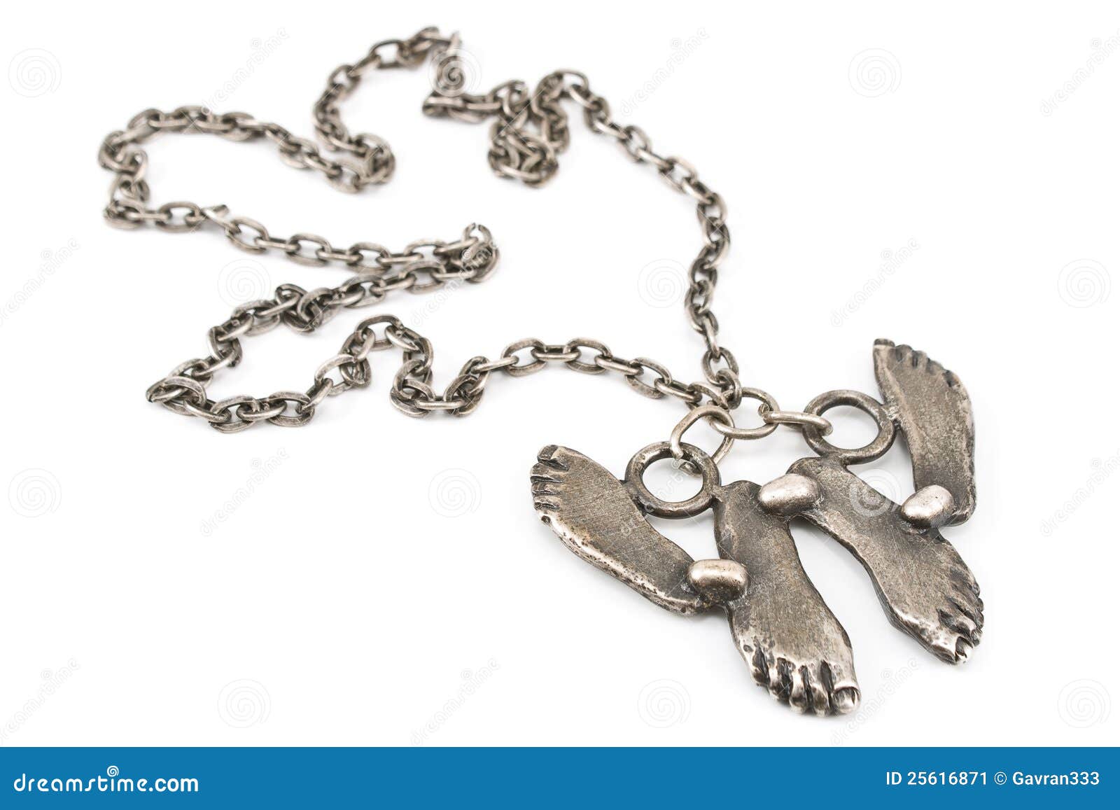 Silver Necklace with Foot Pendant Stock Image Image of fashion