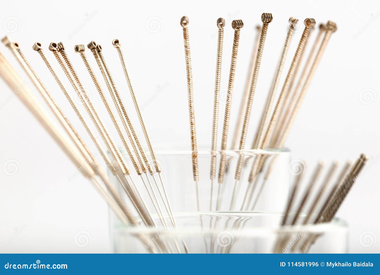 Silver Needles for Traditional Chinese Acupuncture Medicine. Stock ...