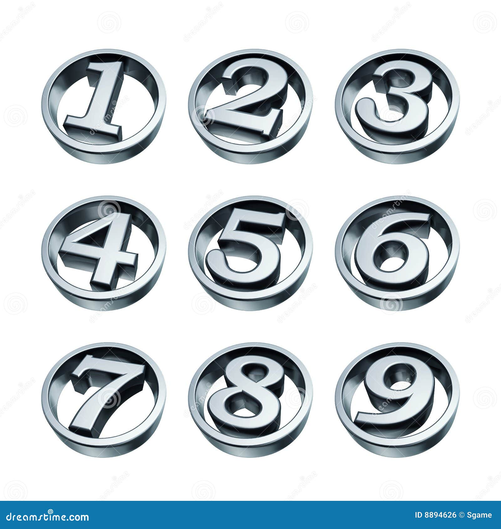 Silver numbers of phone stock illustration. Illustration of five 8894626