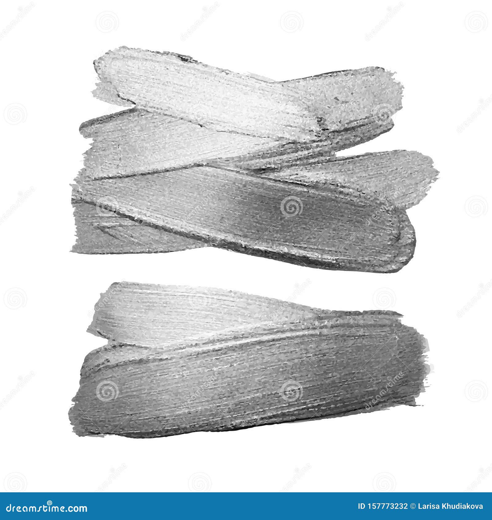 Silver Paint Brush Stroke on White Background. Vector Illustration