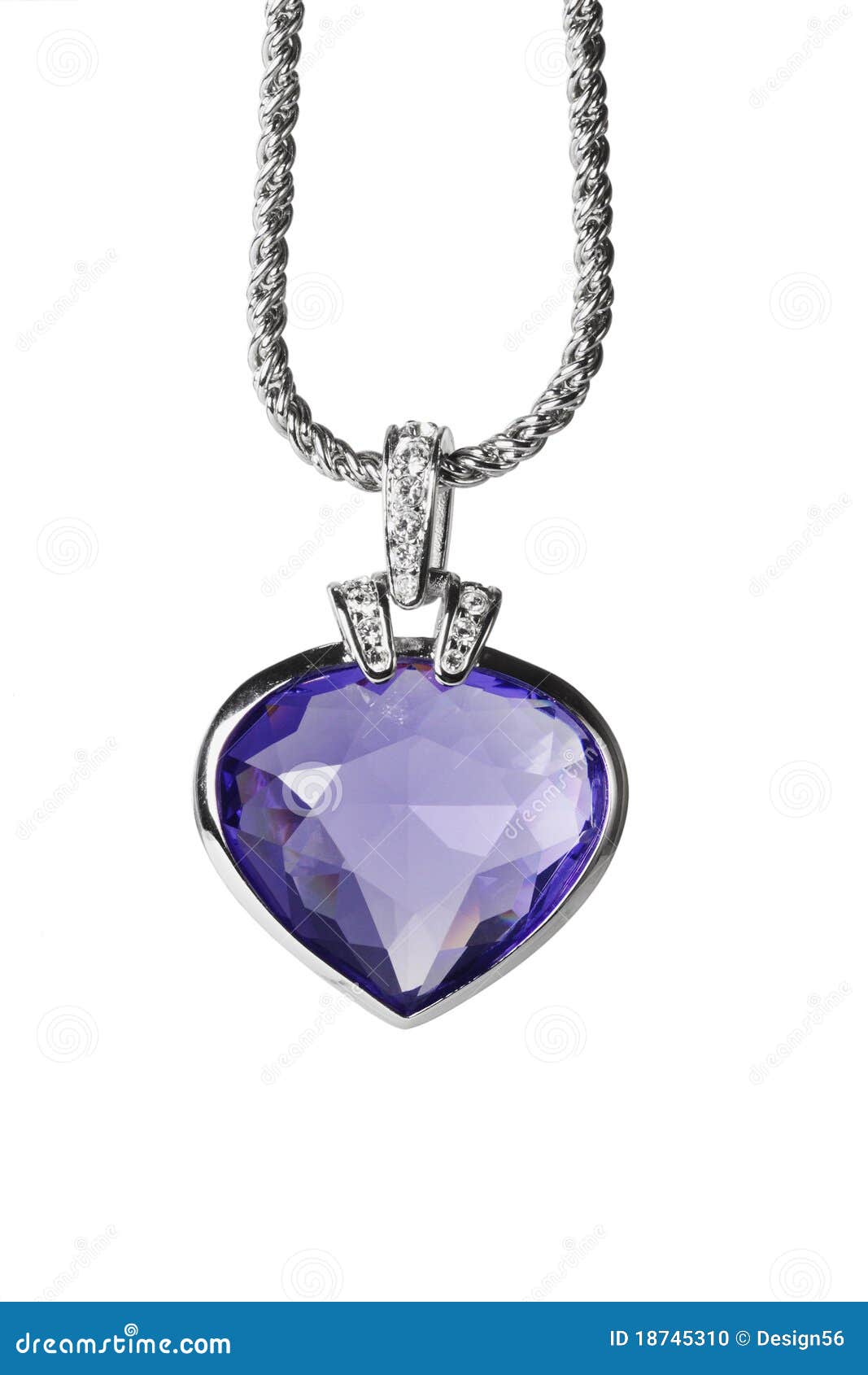 Silver Pendant and Blue Heart Shaped Gemstone Stock Photo Image of
