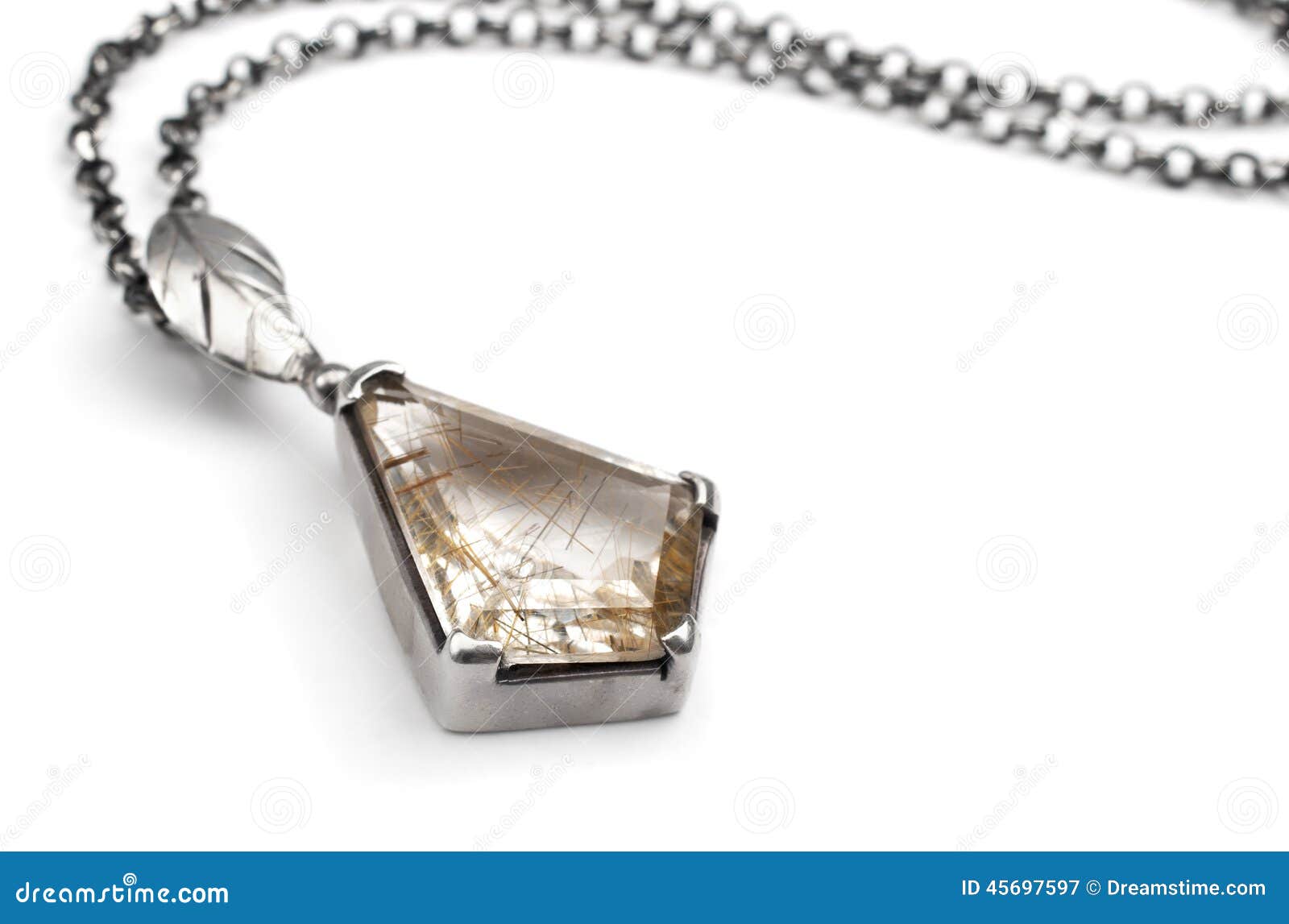 silver pendant with quartz
