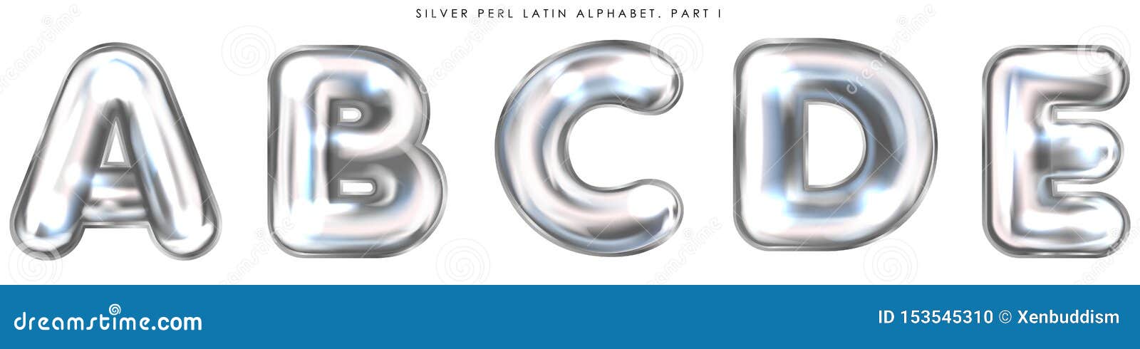 silver perl foil balloon, inflated alphabet s a-b-c-d-e