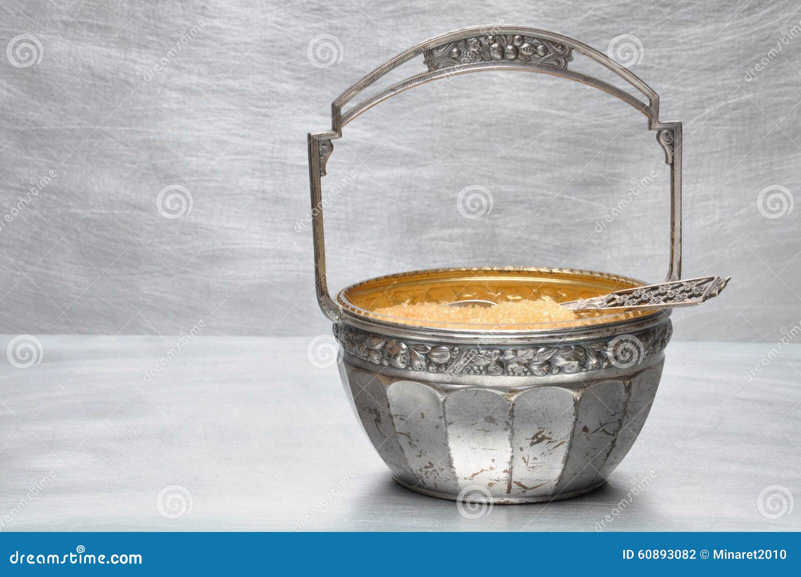 Silverplated Sugar Bowl with Spoon Stock Photo Image of bowl, cube