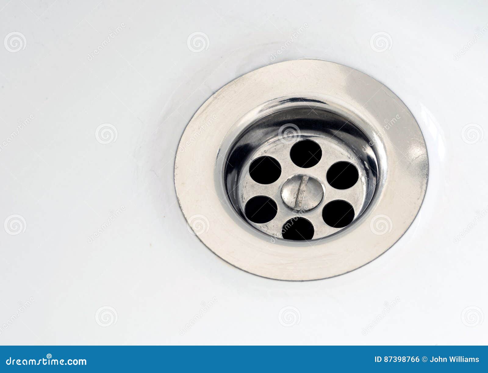 Silver Plug Hole on White Ceramic Bath Stock Photo Image of chrome