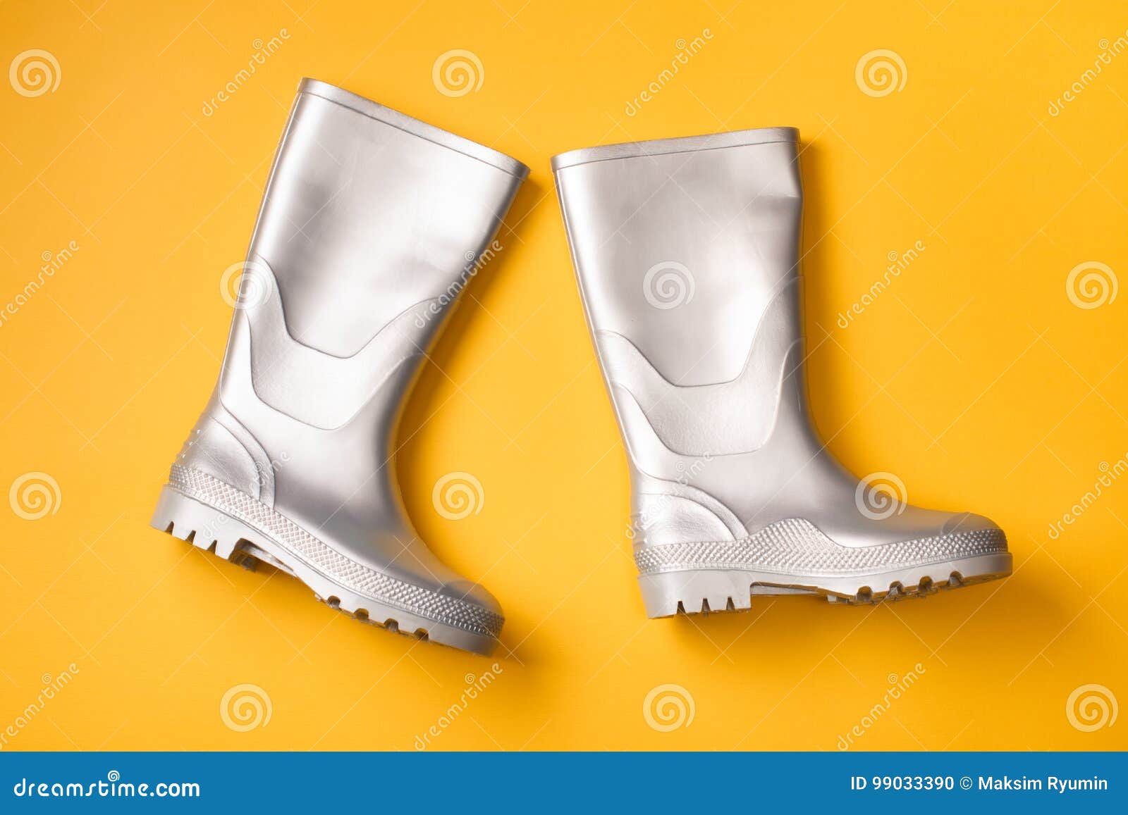 silver rain boots