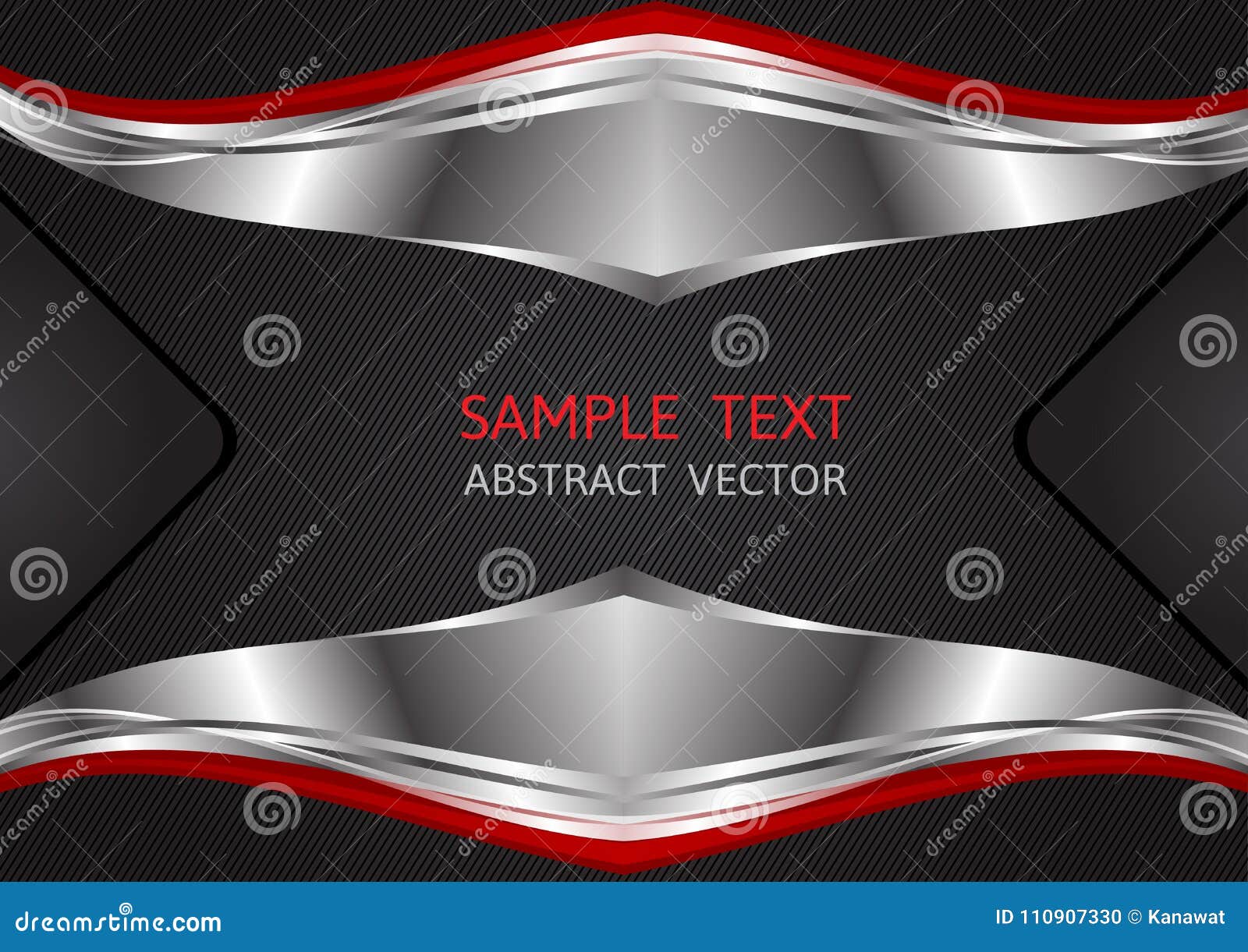 Silver, Red and Black Color, Geometric Abstract Vector Background Stock
