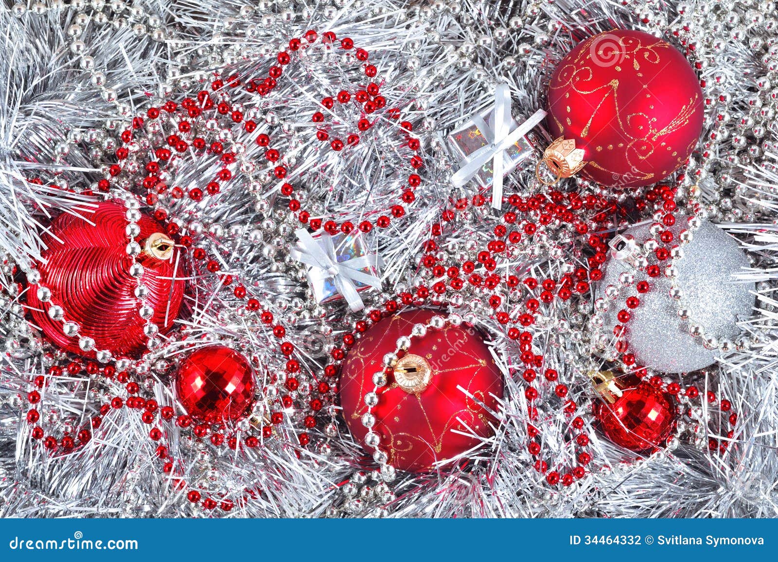  Silver  And Red  Christmas  Decorations  Stock Photo Image 