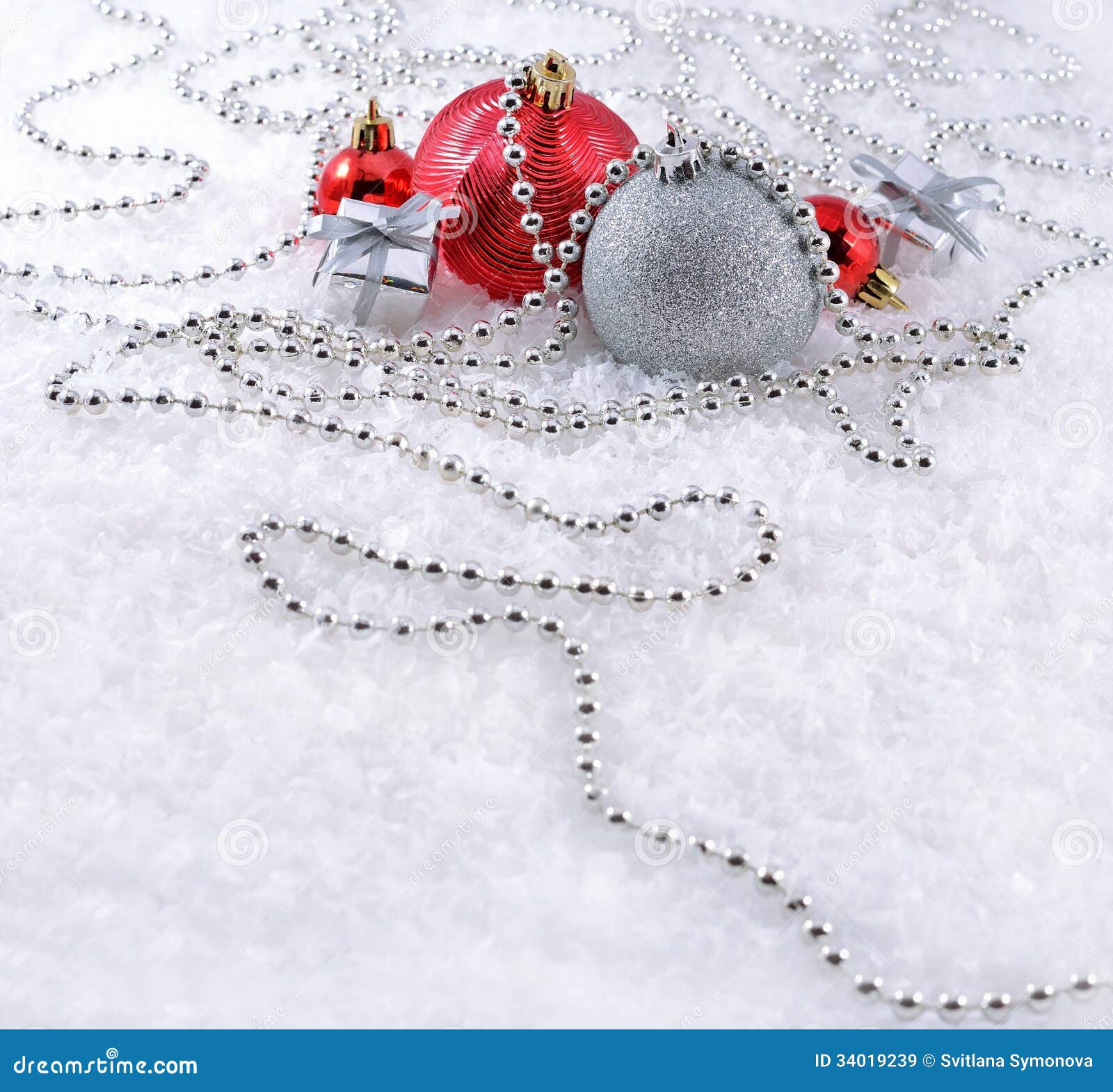 Silver and Red Christmas Decorations Stock Image Image of abstract