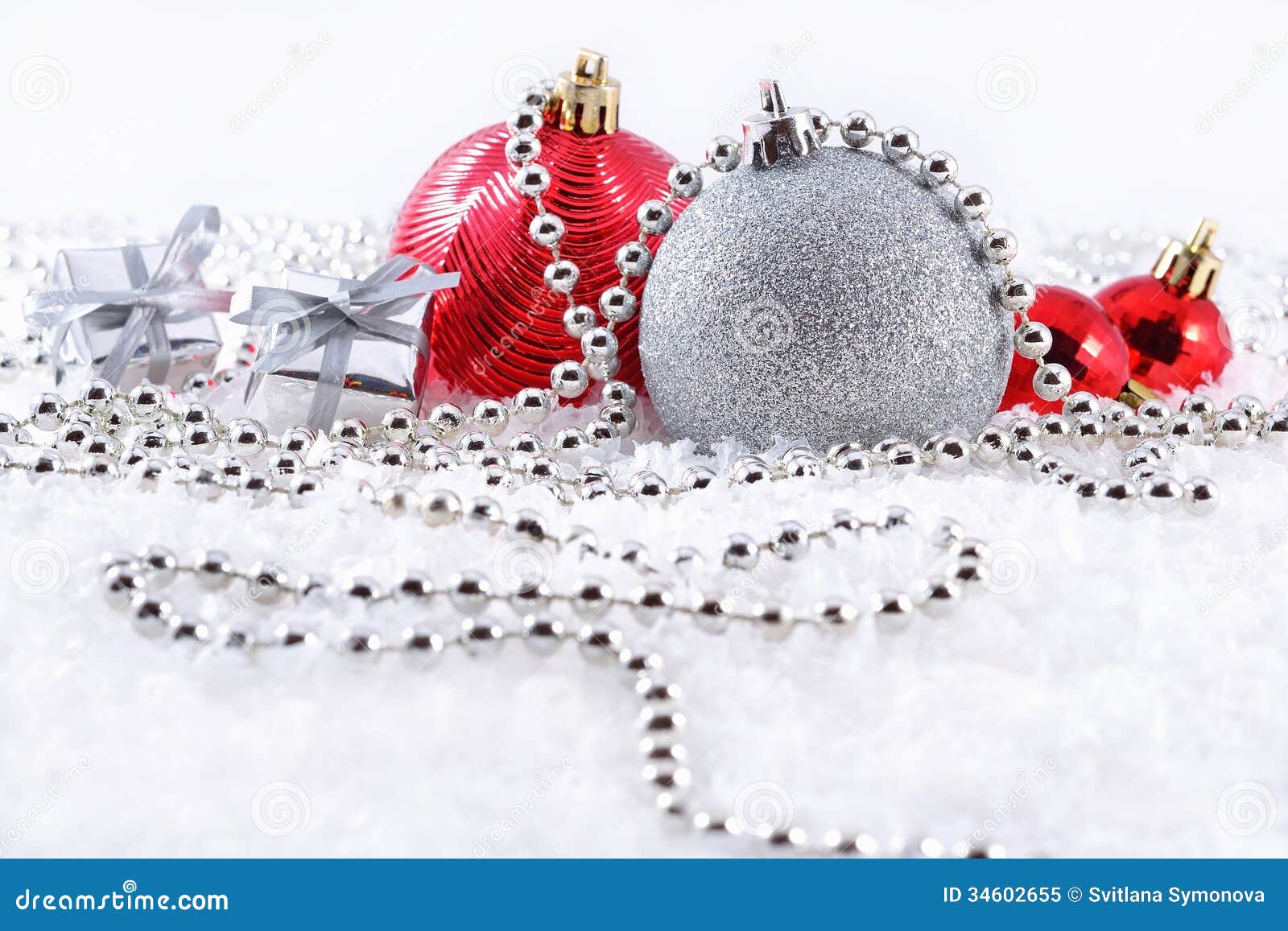  Silver  And Red  Christmas  Decorations  Stock Image Image 