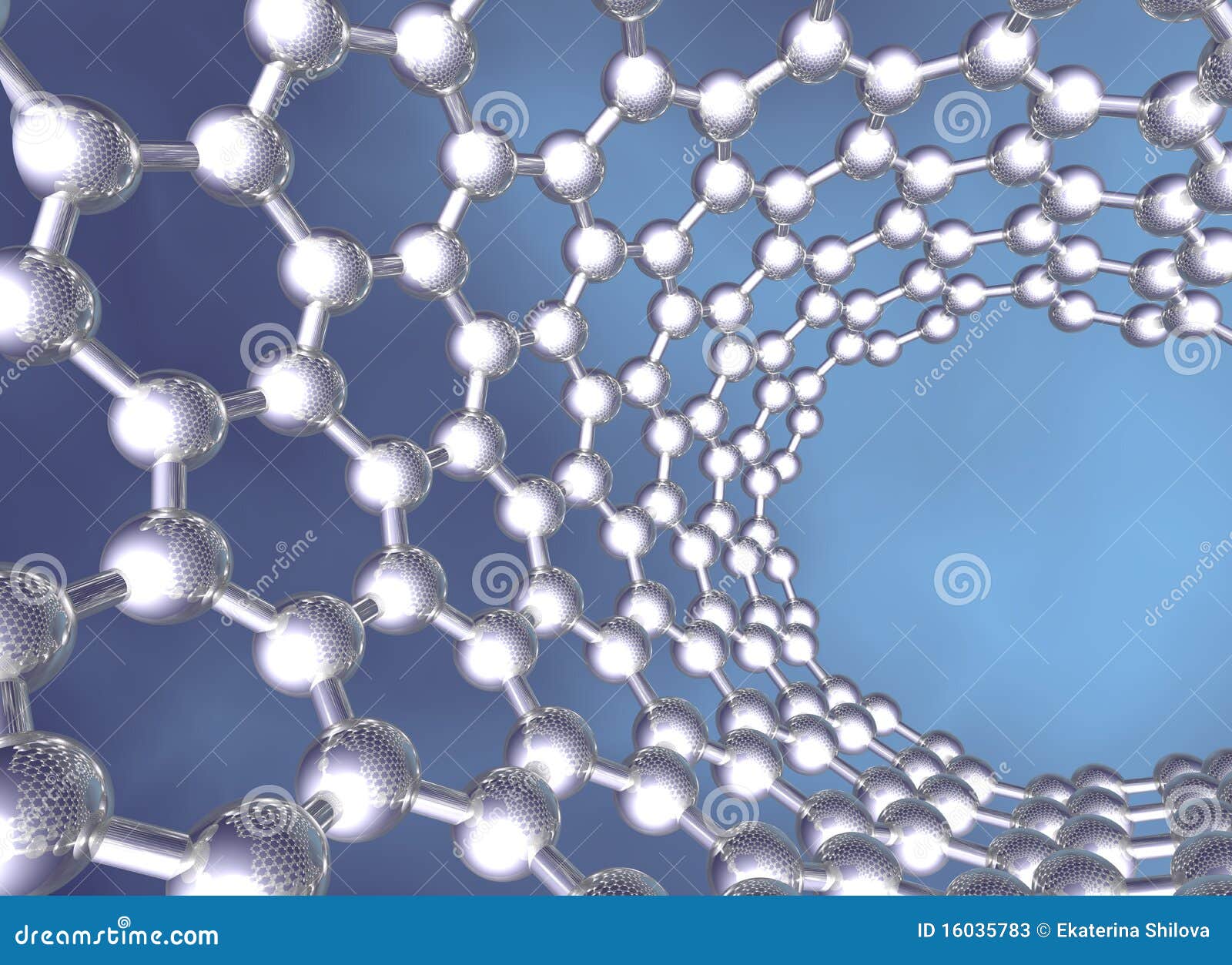 silver reflective nanotube structure on blue