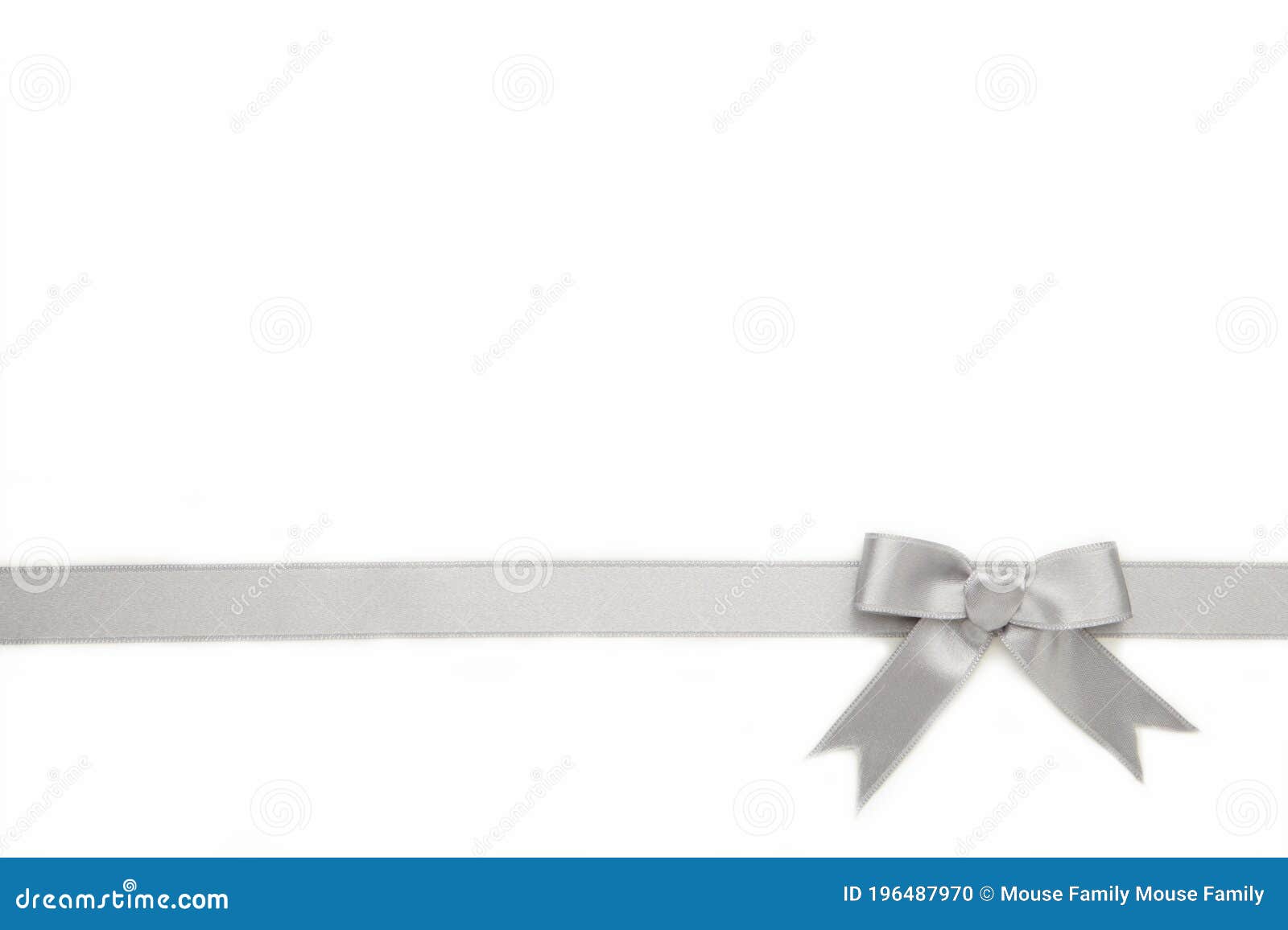 Silver Ribbon and Bow Isolated on White Background Stock Photo Image