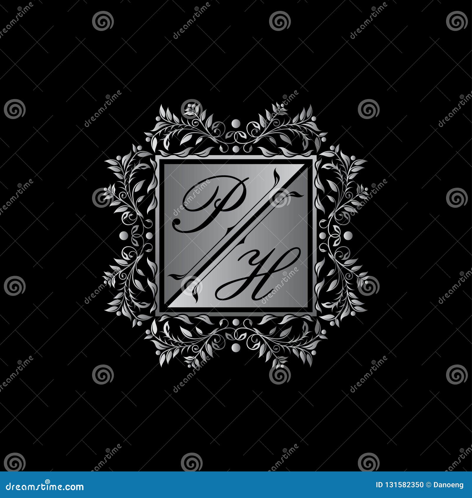 Silver Royal Wedding Ph Letter Logo Stock Illustration
