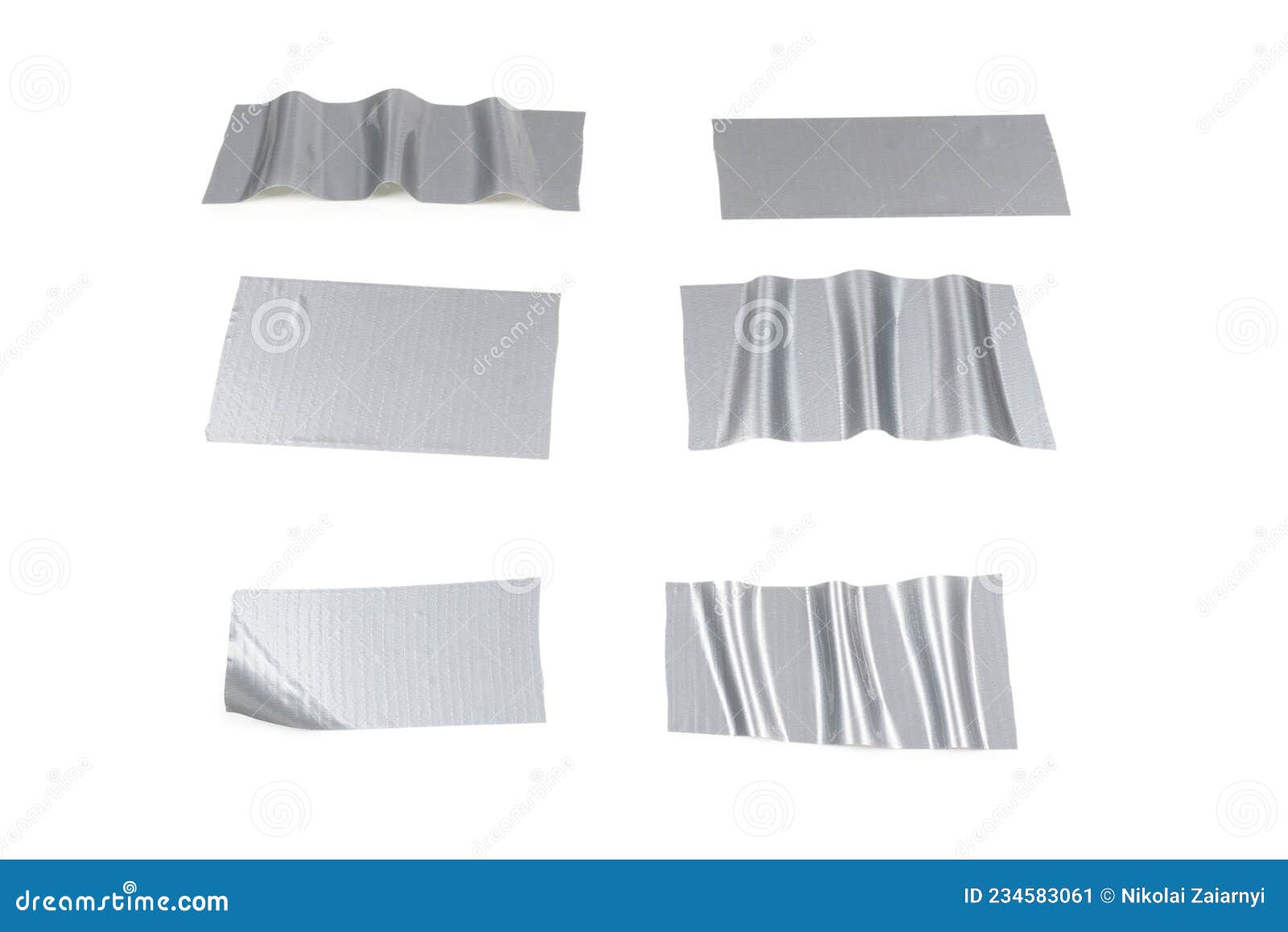 Silver Scotch Tape Pieces Isolated on White Background Stock Image