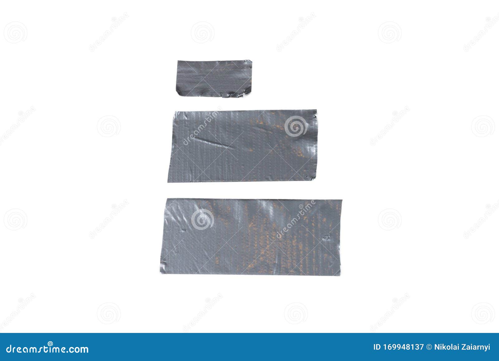 Silver Scotch Tape Pieces Isolated on White Background Stock Image