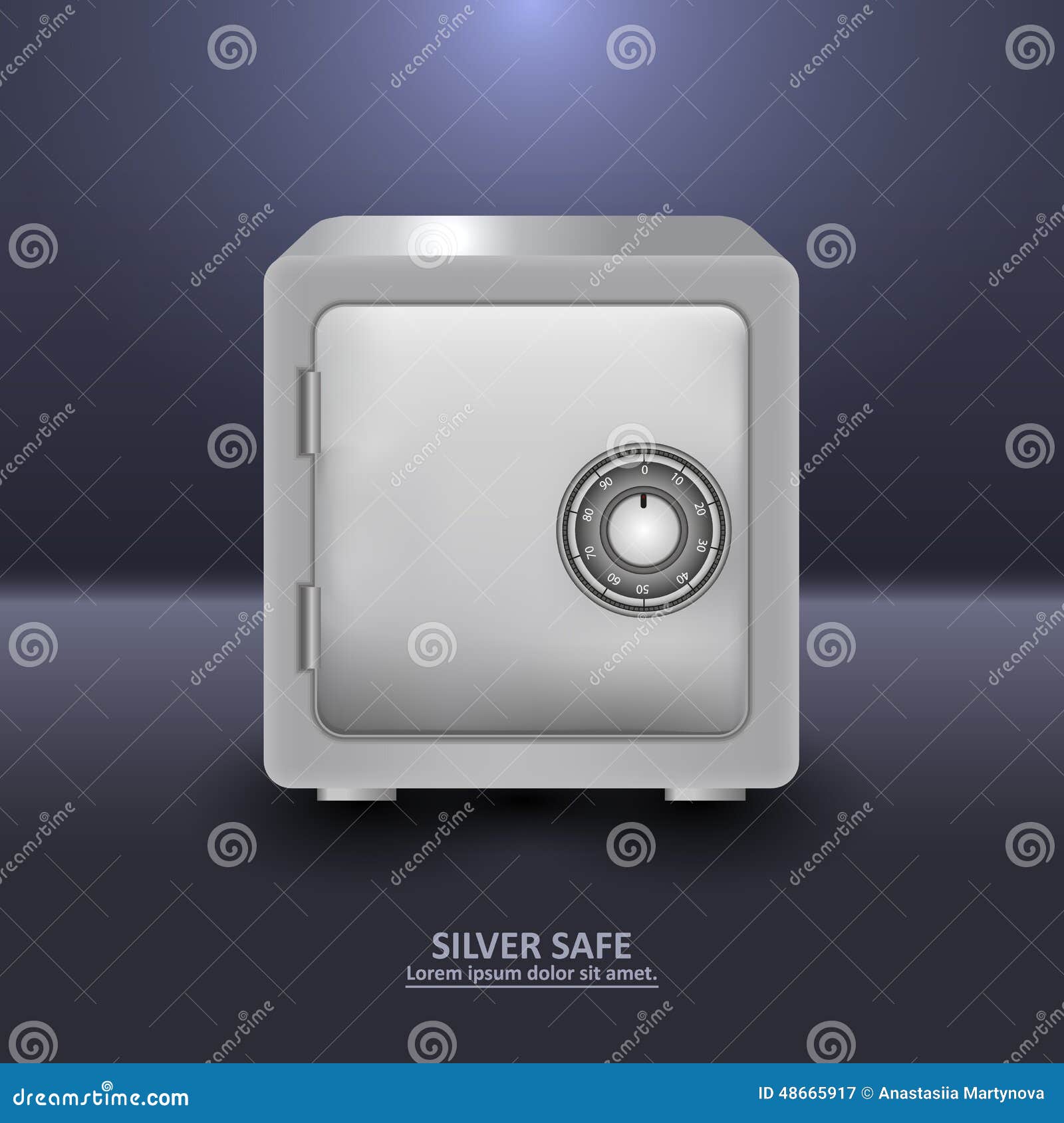 Silver Security Safe with Combination Lock Stock Vector Illustration