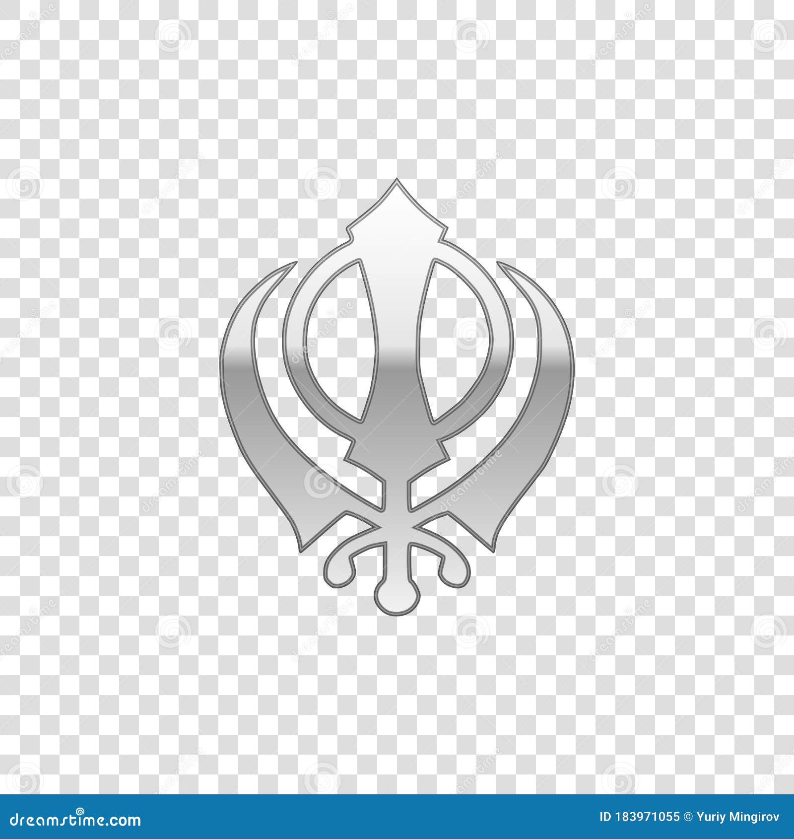 Set Sikhism Religion Khanda Symbol Icon Isolated On Black And White