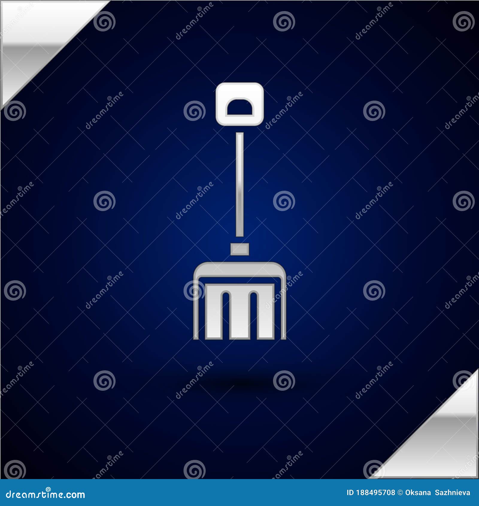 Download Silver Snow Shovel Icon Isolated On Dark Blue Background ...