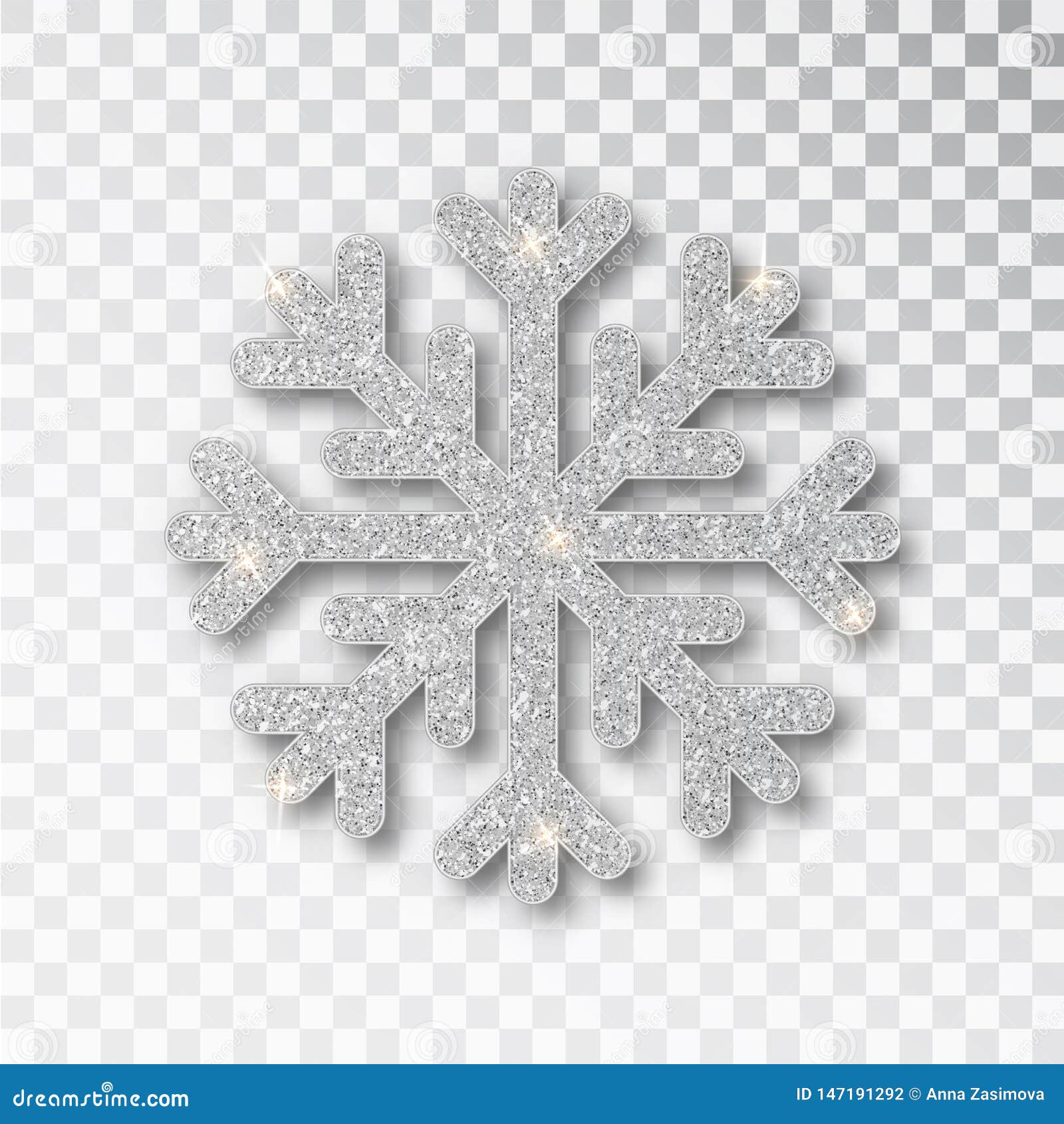 Silver Snowflake Isolated on a Transparent Background. Christmas  Decoration, Covered Bright Glitter Stock Vector - Illustration of crystal,  glitter: 147191292