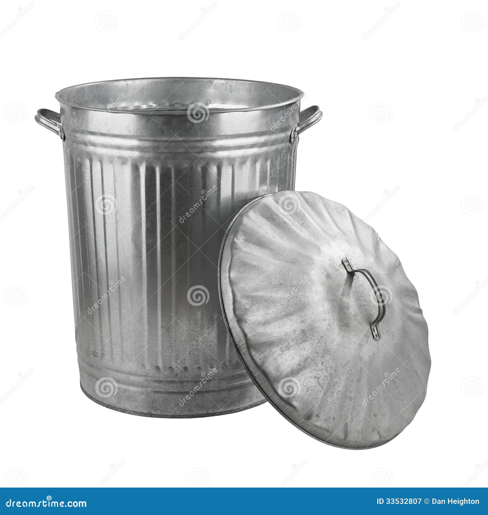 silver steel trash can