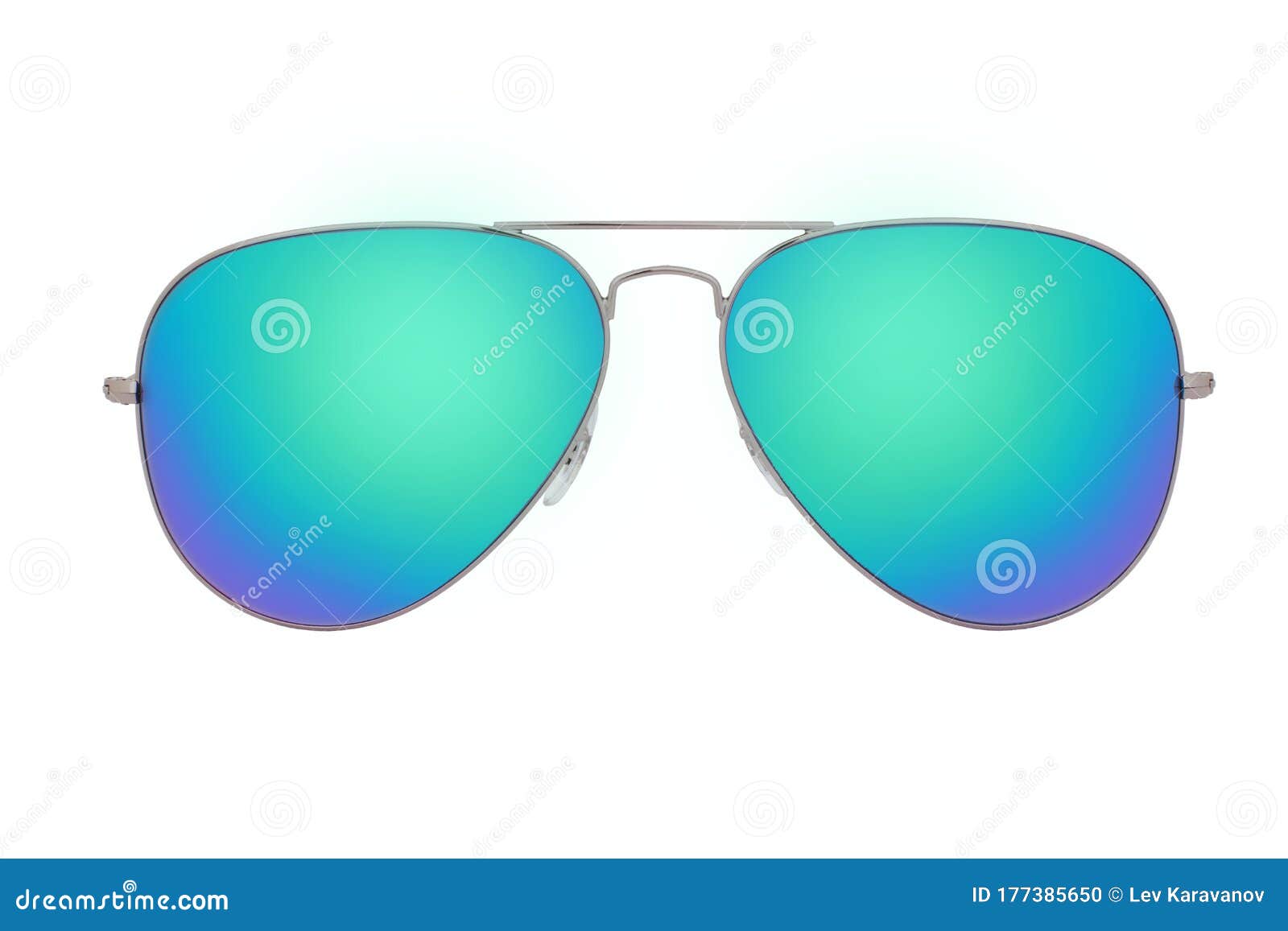 Silver Sunglasses with Blue Chameleon Mirror Lens Stock Photo - Image ...