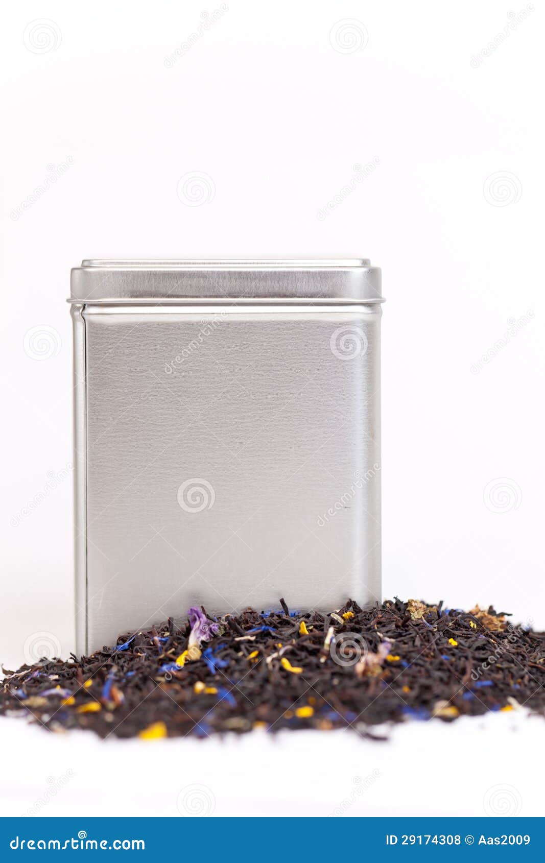Silver Tea Box with Green Fruit Tea Stock Photo Image of black, flowers 29174308