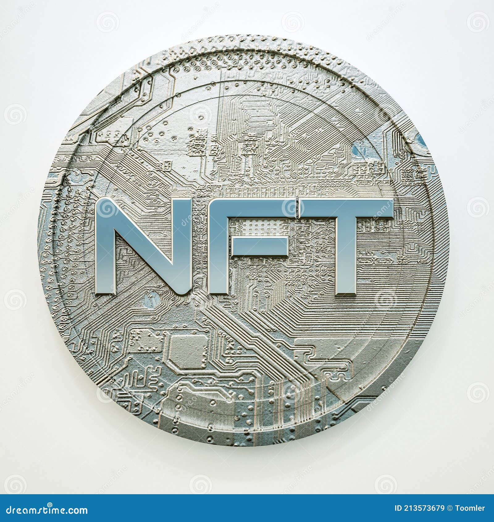 Silver Token with the Inscription Nft on a White Background. Crypto Art  Concept. 3d Render Illustration Stock Illustration - Illustration of wall,  font: 213573679