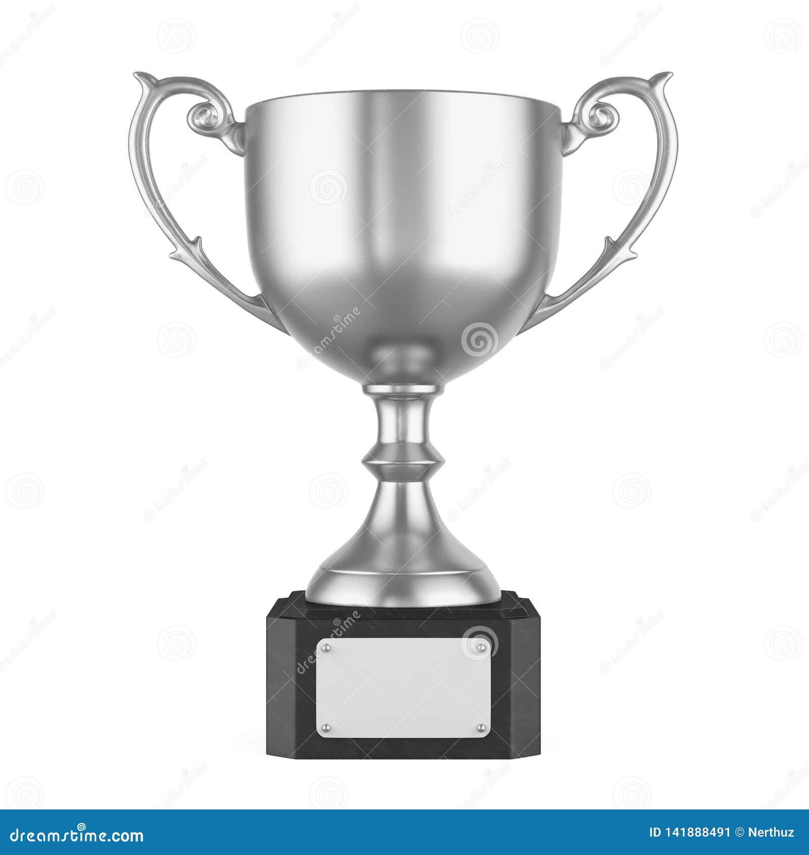 Silver Trophy Cup Isolated stock illustration. Illustration of render -  141888491
